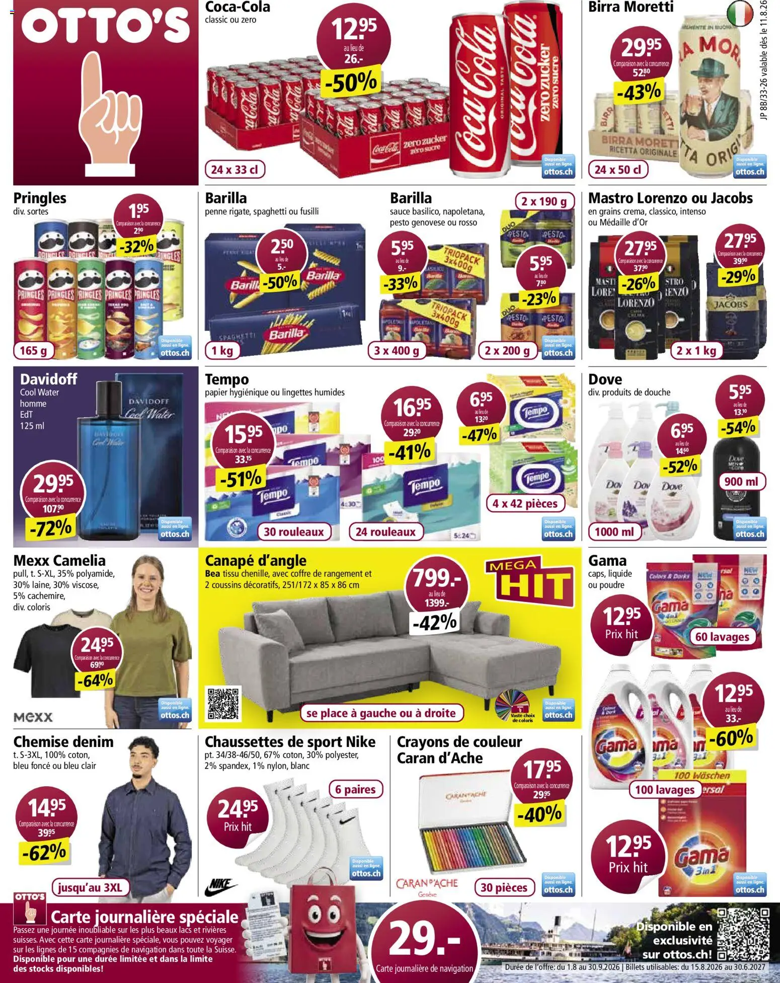 Vorschau des Merkblatts Otto's aktionen FR vom Shop Otto's gültig von 11.08.2026 bis - Coca Cola, Barilla, Zucker, Navigation