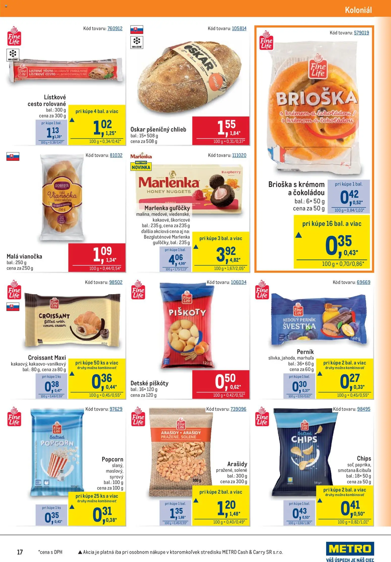 Náhľad Metro letáku platného od 09.09.2026 - Chlieb, Popcorn, Cibuľa, Lístkové cesto, Brioška, Vianočka, Smotana, Arašidy