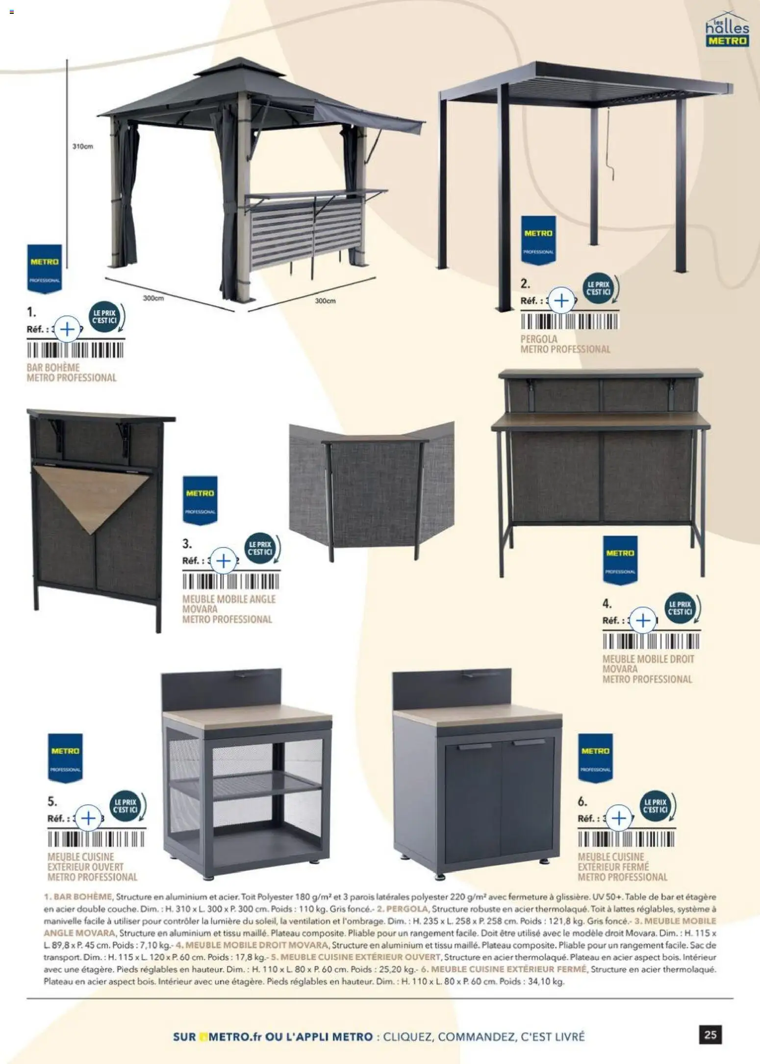 Prévisualisation de Terrasse&salle Collection 2026 du magasin METRO formulaire valide 09/01/2026 - Pergola, Livre, Meuble, Sac, Plateau, Poids, Étagère