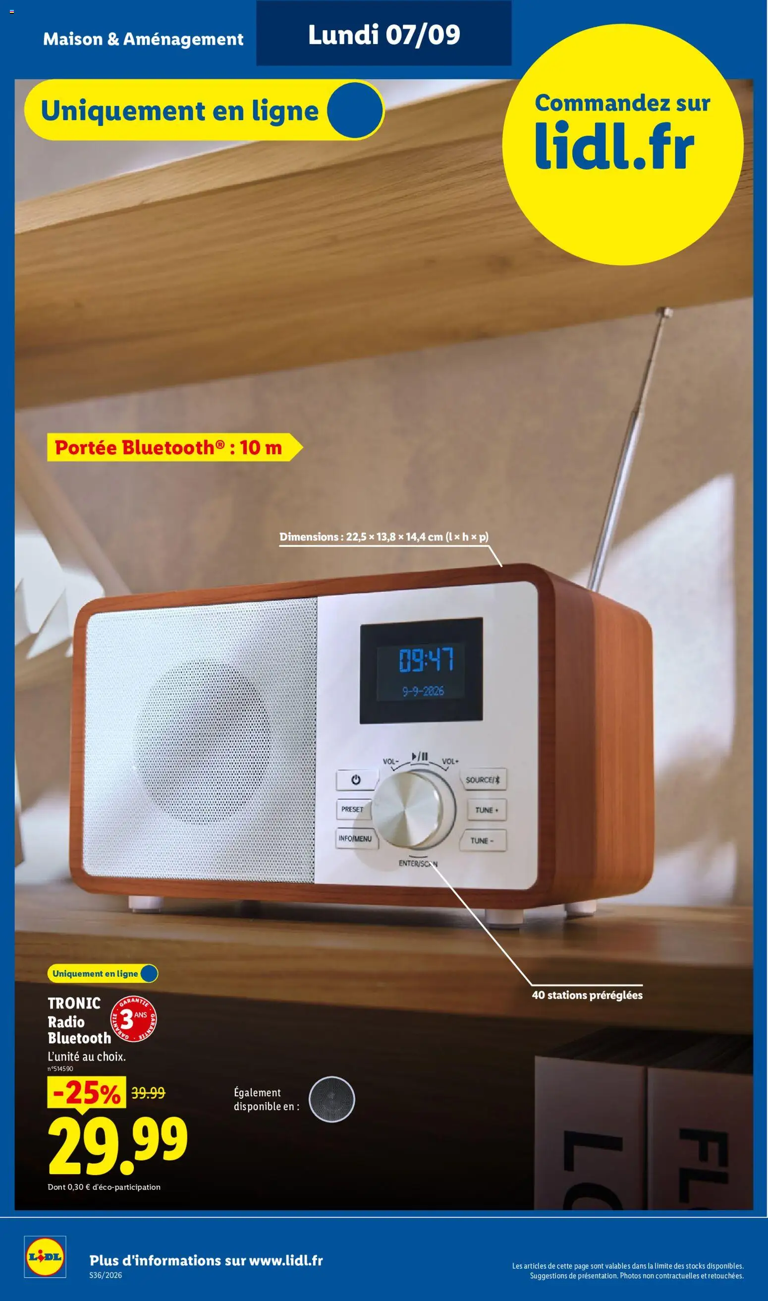 Prévisualisation de LIDL catalogue les bonnes affaires Exclu Web du magasin LIDL formulaire valide 07/09/2026 - Radio