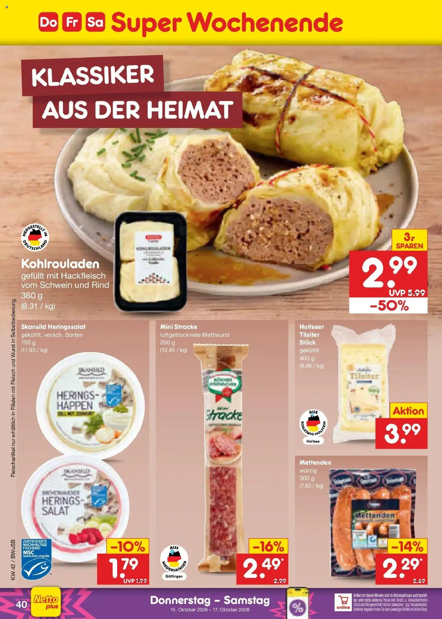 Vorschau von dem Prospekt des Geschäftes Netto Marken-Discount, gültig ab dem 12.10.2026 - Wurst, Salat, Fleisch, Hackfleisch