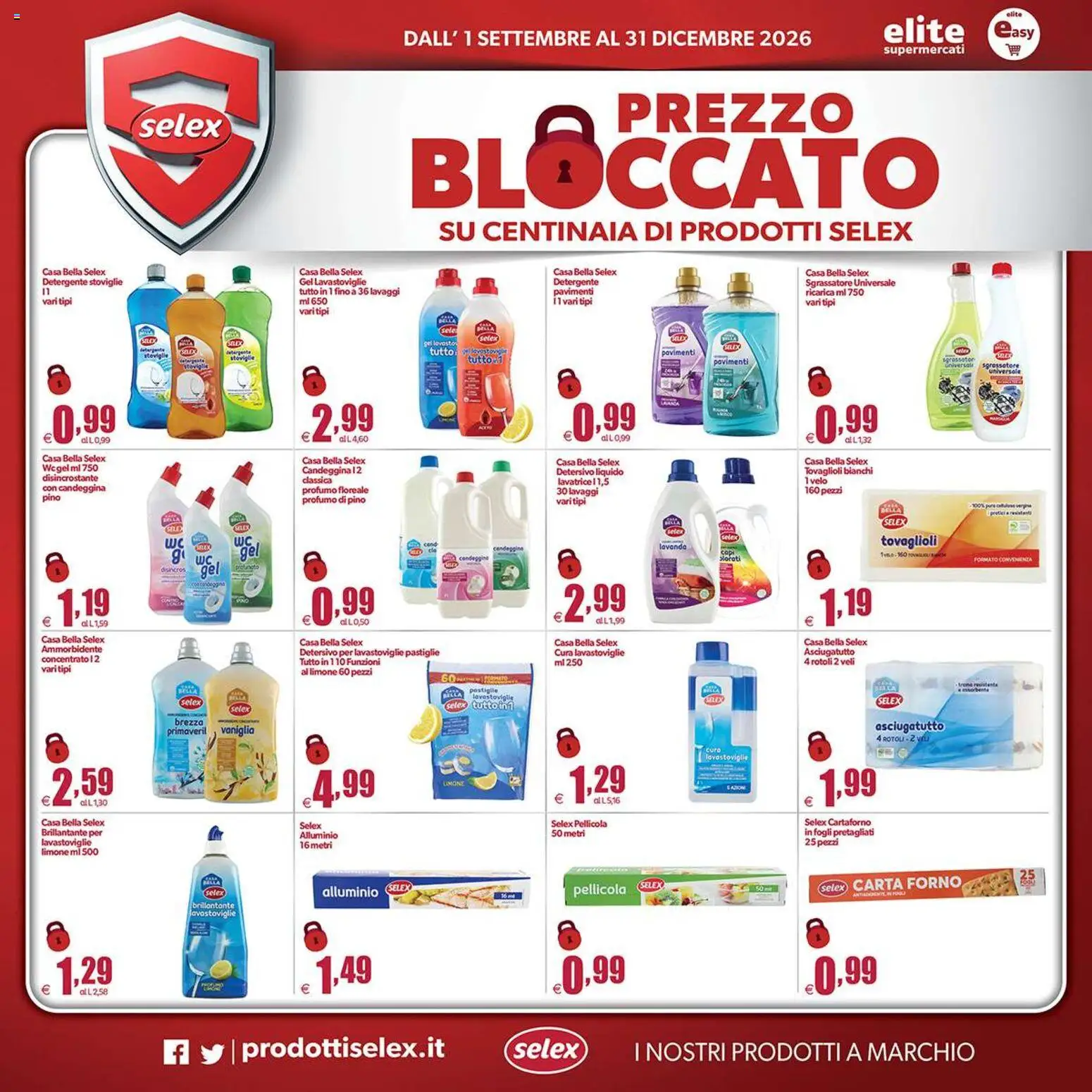 Anteprima dell'opuscolo Elite Supermercati volantino Spesa Difesa Selex dal negozio Elite Supermercati valido da 01/09/2026 - Forno, Lavatrice, Limone, Lavastoviglie, Lavanda, Sgrassatore, Detergente, Asciugatutto