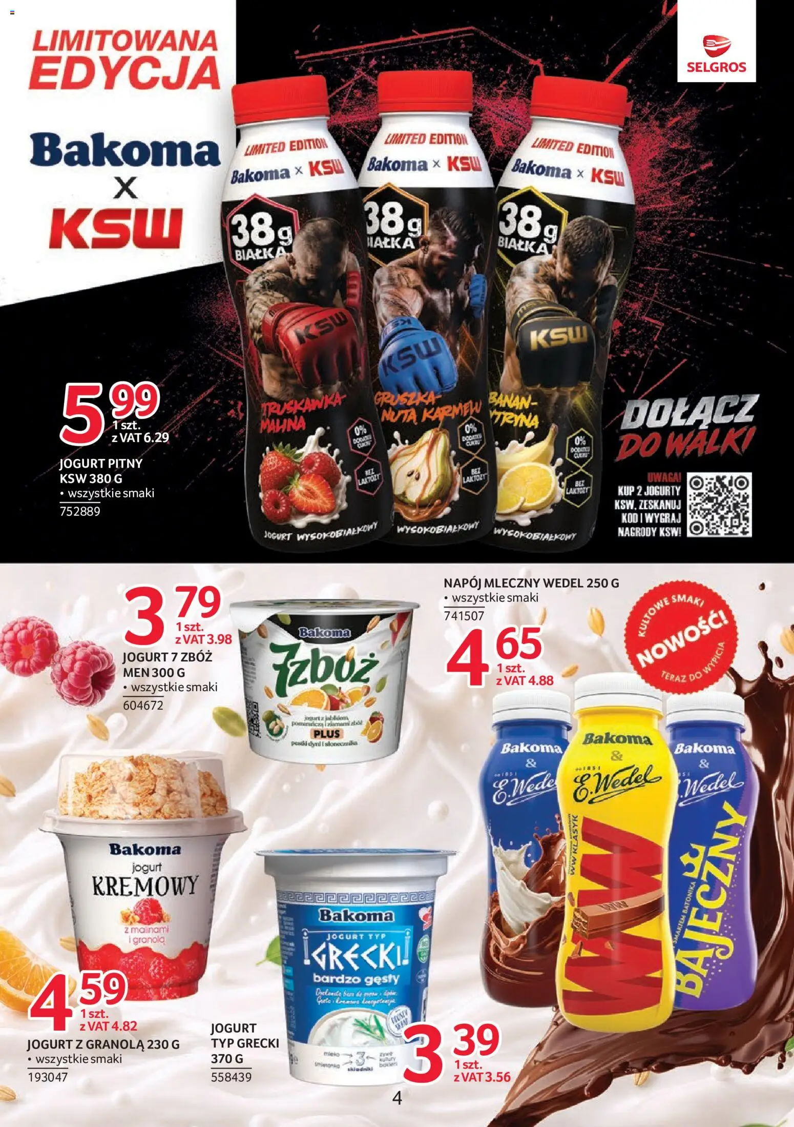 Pogląd gazetki "Selgros cash&carry gazetka - Markowe Produkty" ze sklepu Selgros cash&carry ważnej od 24.09.2026 - Banan, Gruszka, Granola, Jogurt, Jogurt pitny, Napój mleczny, Jogurt z granola, Jogurt kremowy