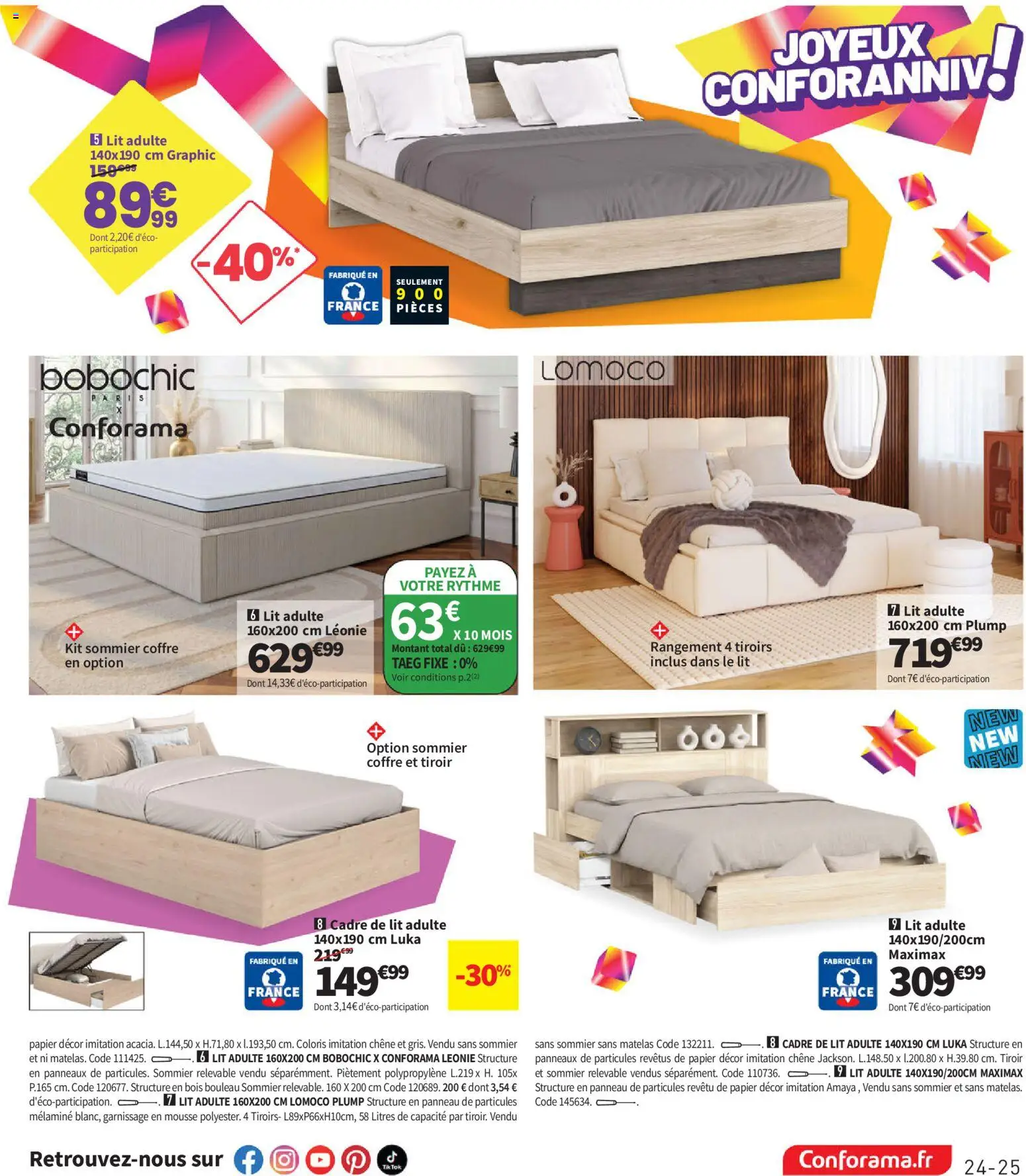 Prévisualisation de Conforama catalogue du magasin Conforama formulaire valide 25/08/2026 - Lit, Matelas, Cadre, Sommier, Mousse, Tiroirs