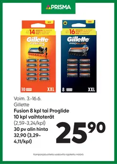 Kaupan Prisma Prisma tarjoukset Gillette esikatselu, voimassa 03/06/2026