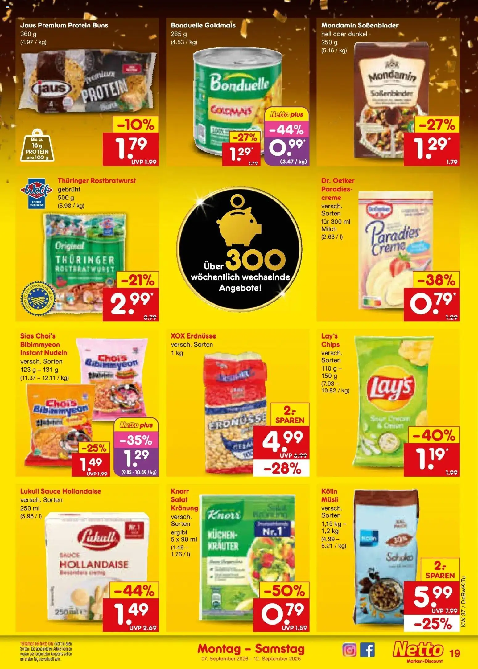 Vorschau von dem Prospekt des Geschäftes Netto Marken-Discount, gültig ab dem 07.09.2026 - Kuchen, Salat, Nudeln, Milch, Knorr, Creme, Kolln, Musli