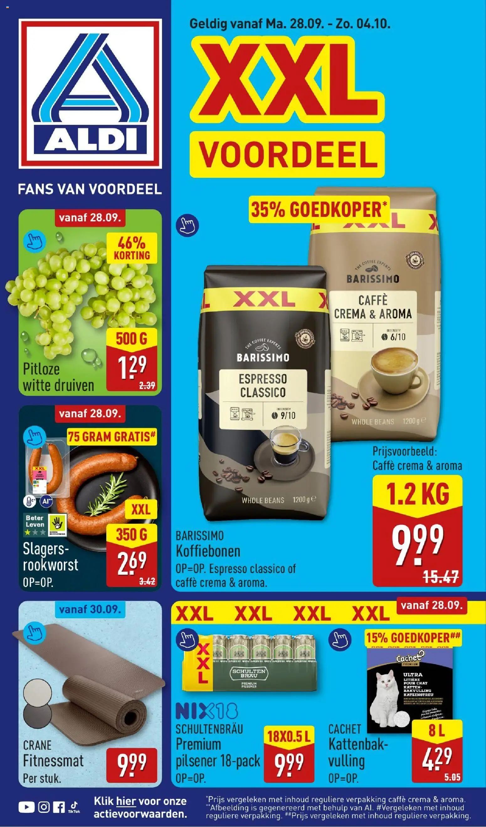 Voorbeeld van Folder van deze week van winkel Aldi geldig vanaf 28-09-2026 - Koffiebonen, Kattenbak, Druiven