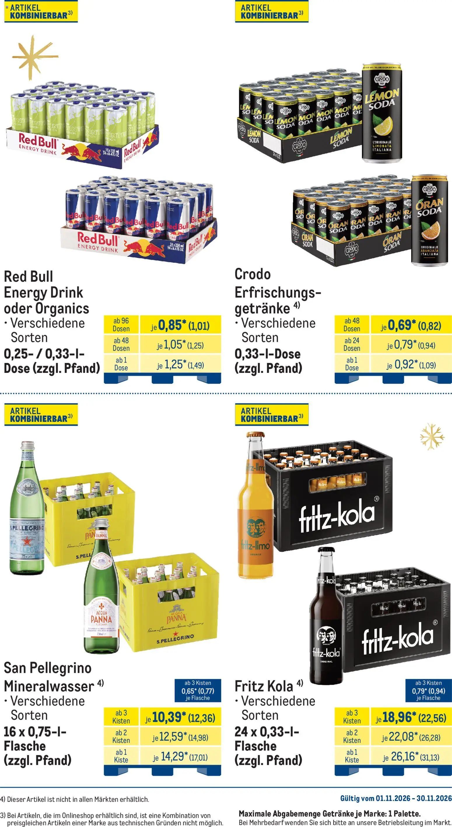 Vorschau von dem Prospekt des Geschäftes Metro, gültig ab dem 01.11.2026 - Red bull, Öl, Mineralwasser, Fritz kola, Energy