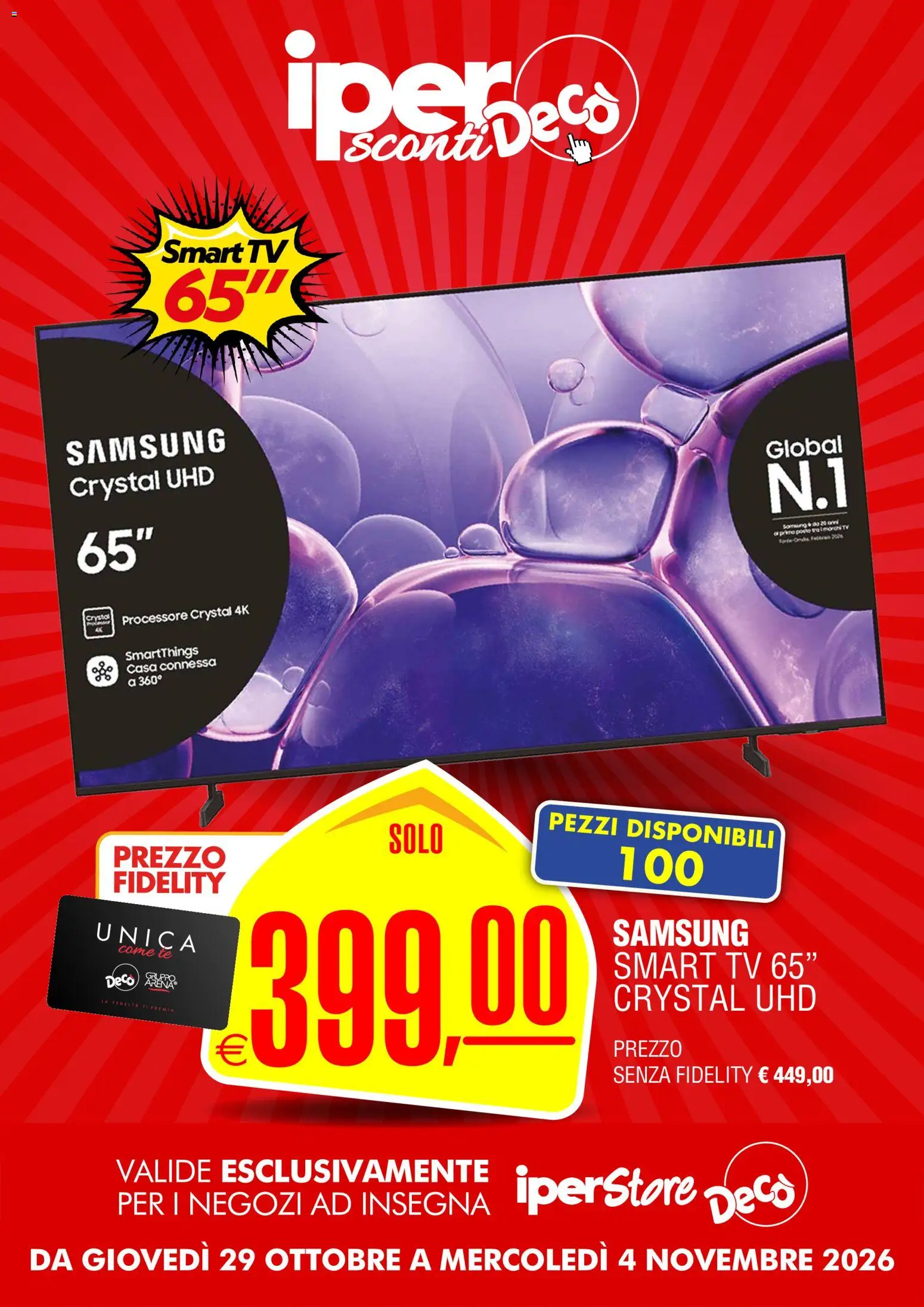 Anteprima dell'opuscolo Decò volantino iperStore dal negozio Decò valido da 29/10/2026 - Samsung, TV, smart TV, Tv samsung, Tè