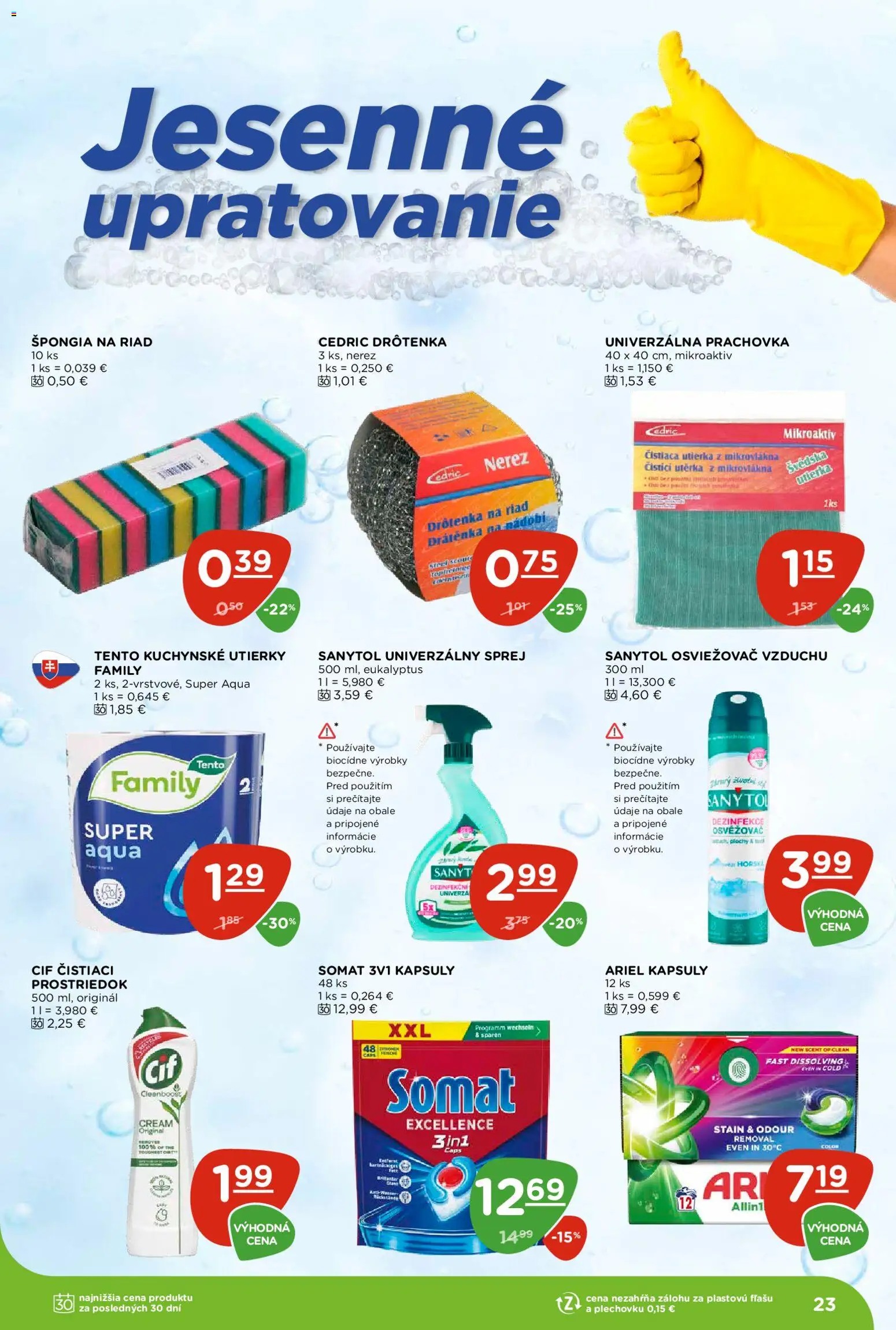 Náhľad Terno letáku platného od 15.10.2026 - Ariel, Osviežovač vzduchu, Sanytol, Kuchynské utierky, Cif, Riad, Utierky, Drôtenka