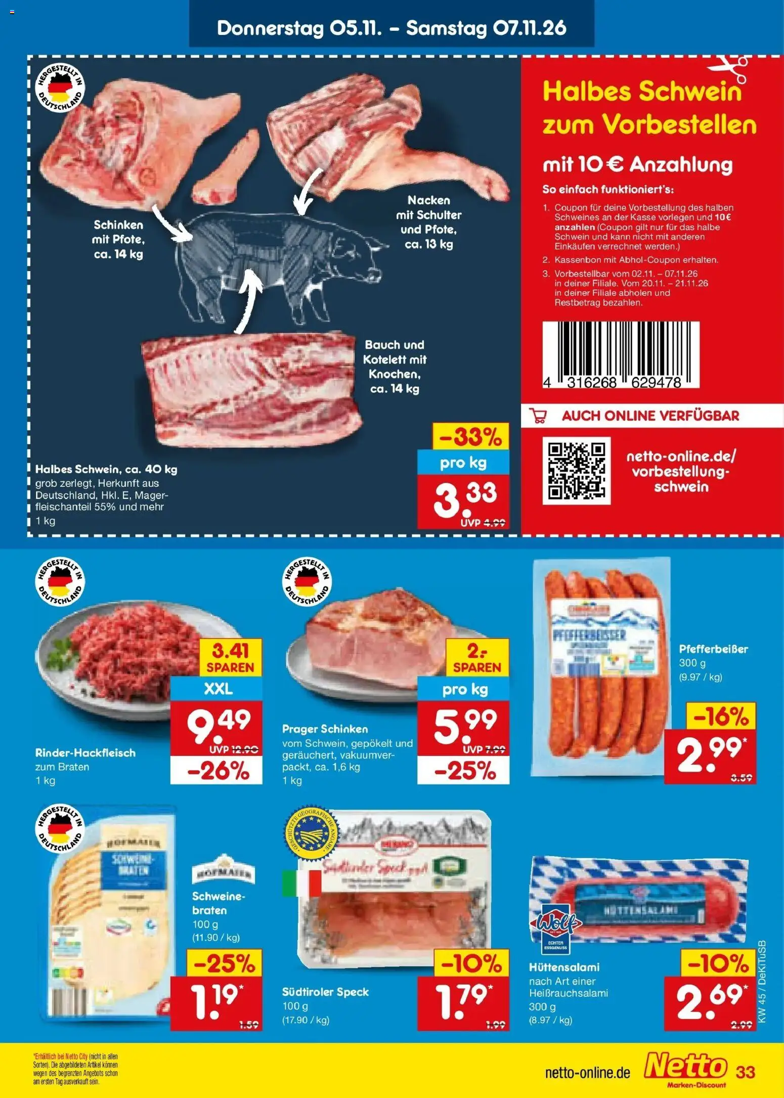 Vorschau von dem Prospekt des Geschäftes Netto Marken-Discount, gültig ab dem 02.11.2026 - Schinken, Schulter
