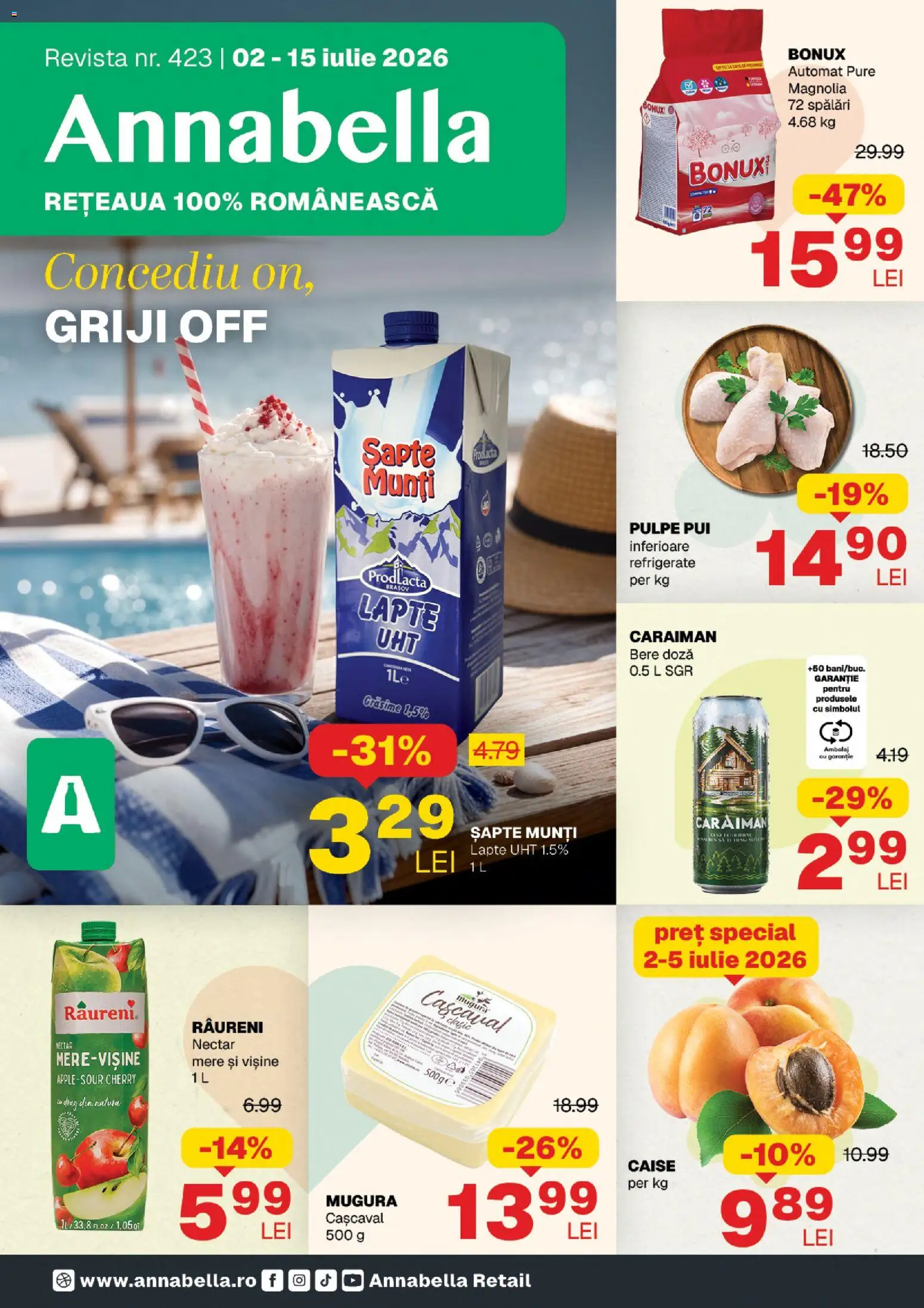 Previzualizarea de cataloage: Annabella Annabella Catalog valabil de la 02.07.2026 - Bere, Lapte, Pui, Cașcaval, Mere, Caise