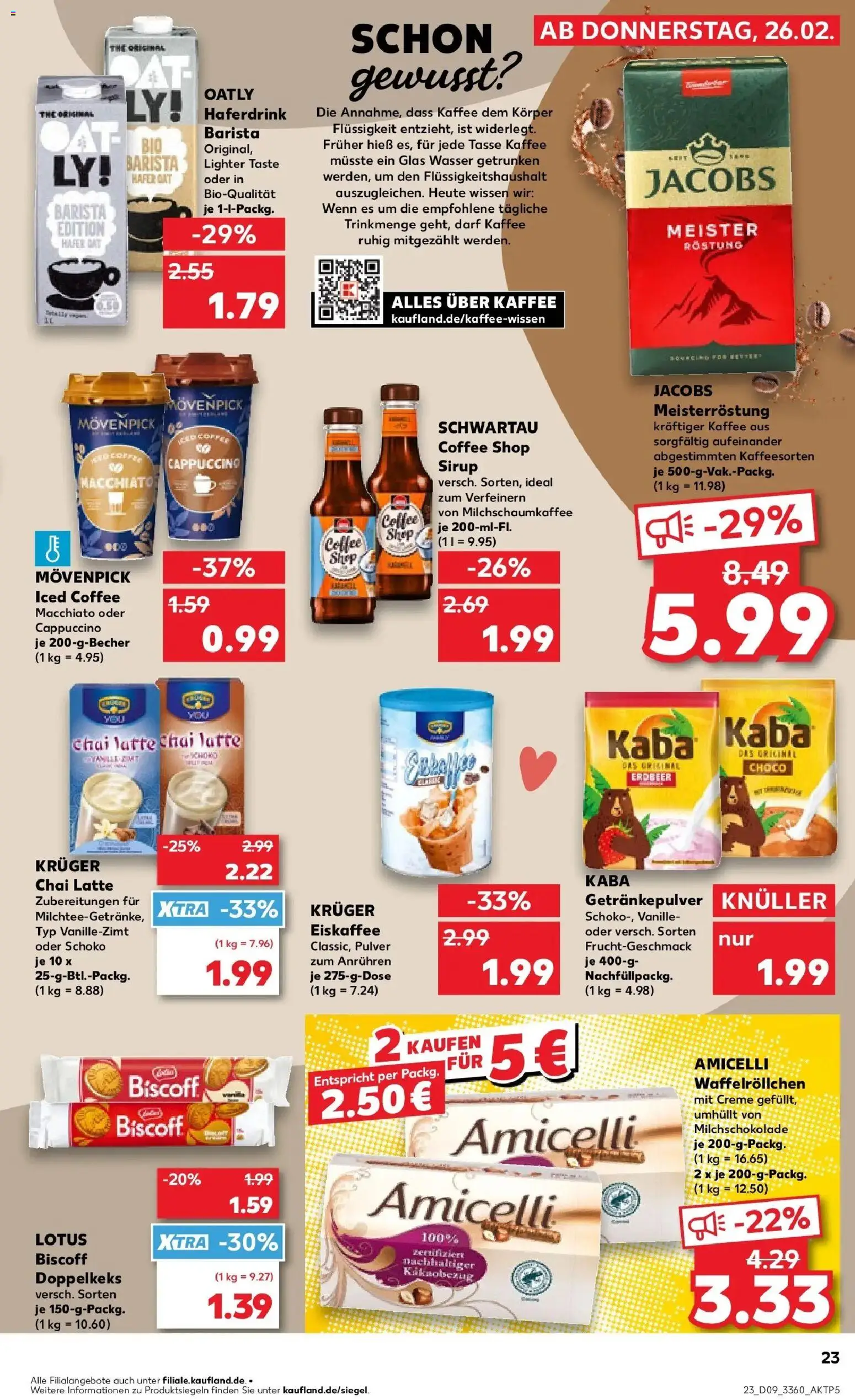 Vorschau von dem Prospekt des Geschäftes Kaufland, gültig ab dem 26.02.2026 - Kaffee, Wasser, Vanille, Oatly, Creme, Sirup, Haferdrink