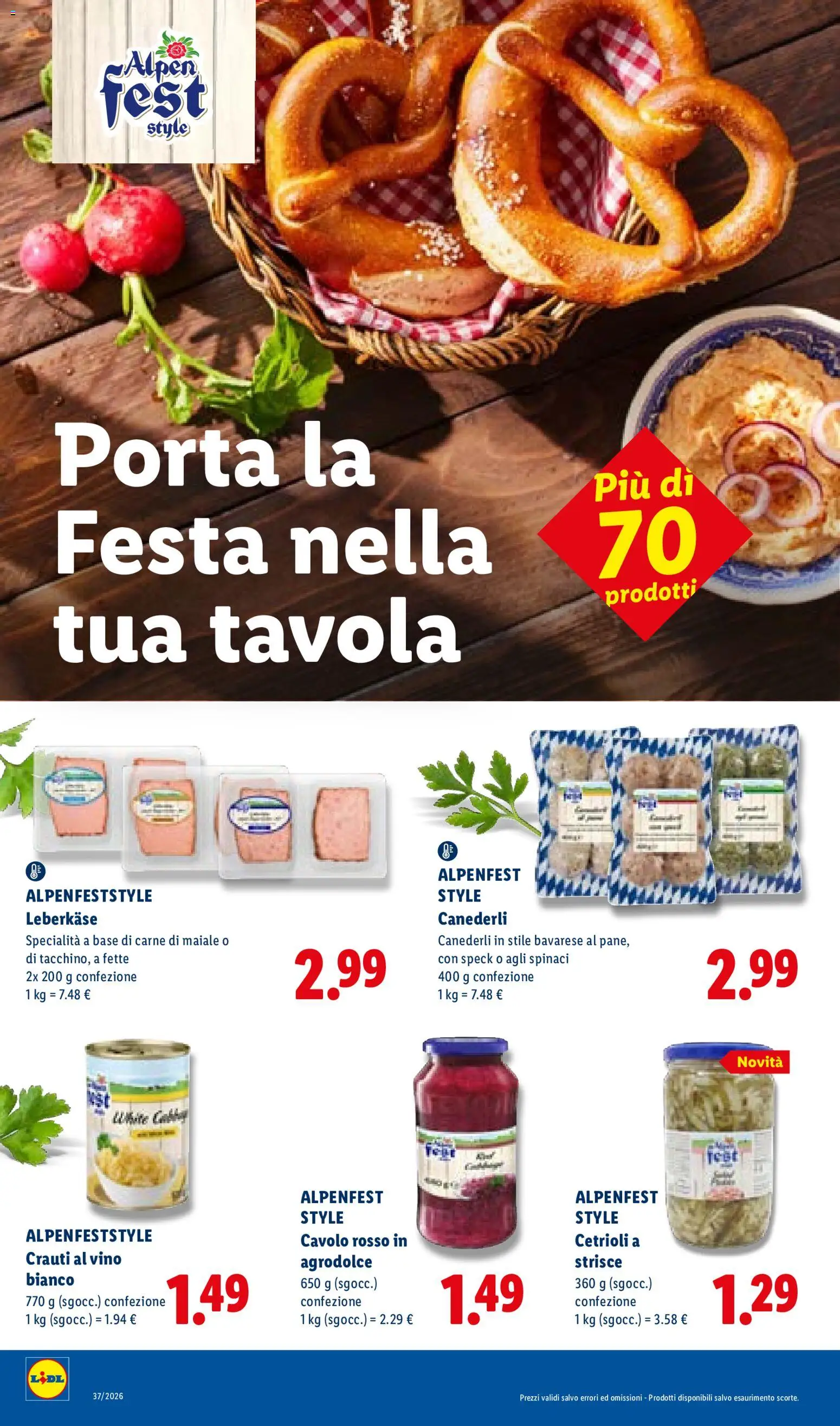 Anteprima dell'opuscolo Lidl volantino dal negozio Lidl valido da 10/09/2026 - Vino, Carne, Maiale, Cavolo, Cetrioli, Porta, Spinaci, Strisce
