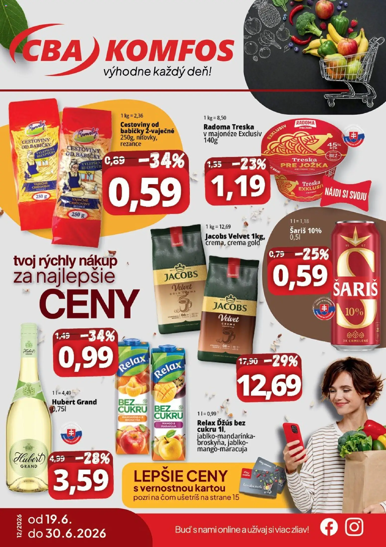 Náhľad CBA Komfos letáku platného od 19.06.2026