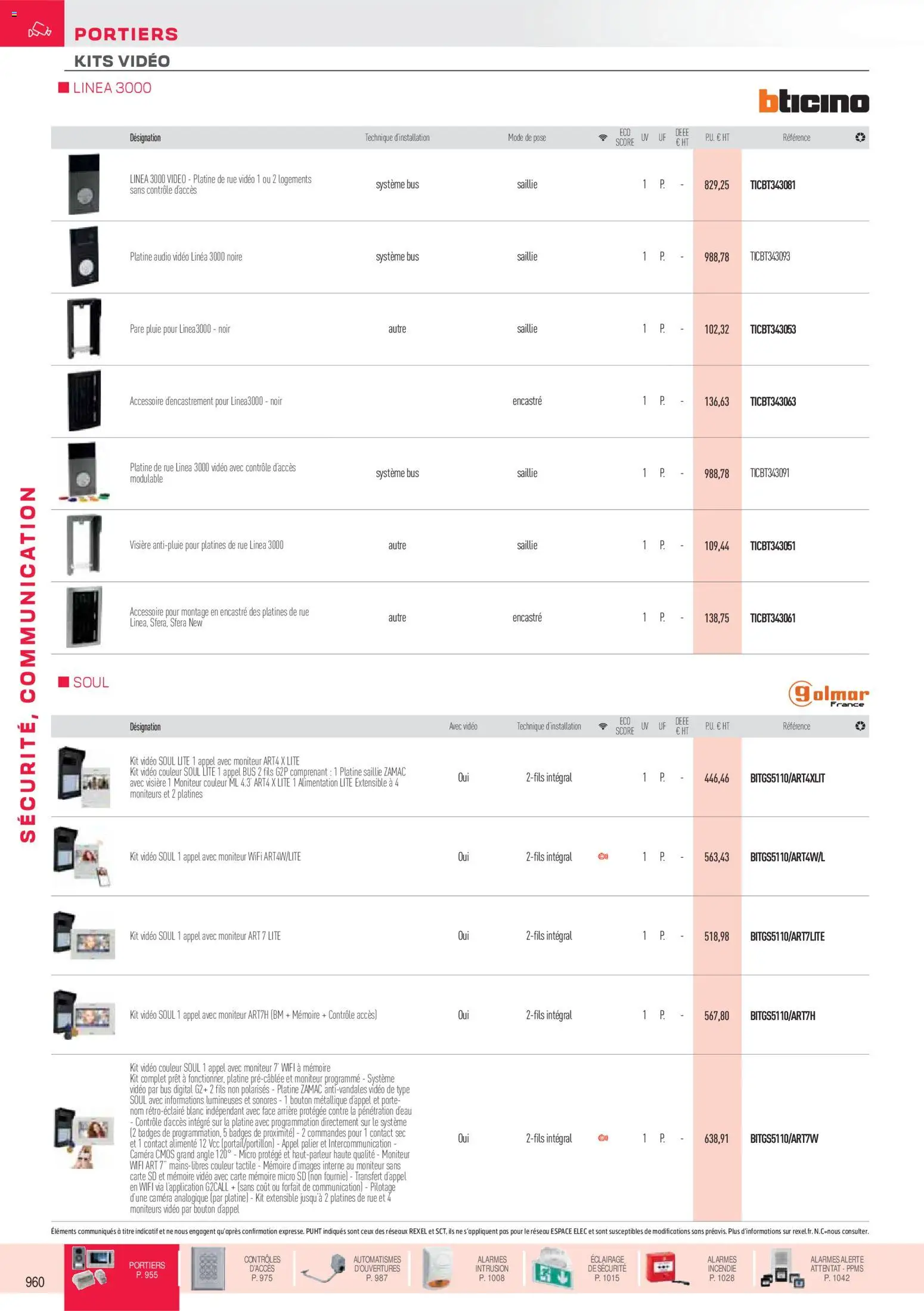 Prévisualisation de Brochure sécurité, communication du magasin Rexel formulaire valide 18/11/2025 - Vidéo, Alimentation, Porte, Éclairage, Caméra, Audio, Moniteur, Carte mémoire