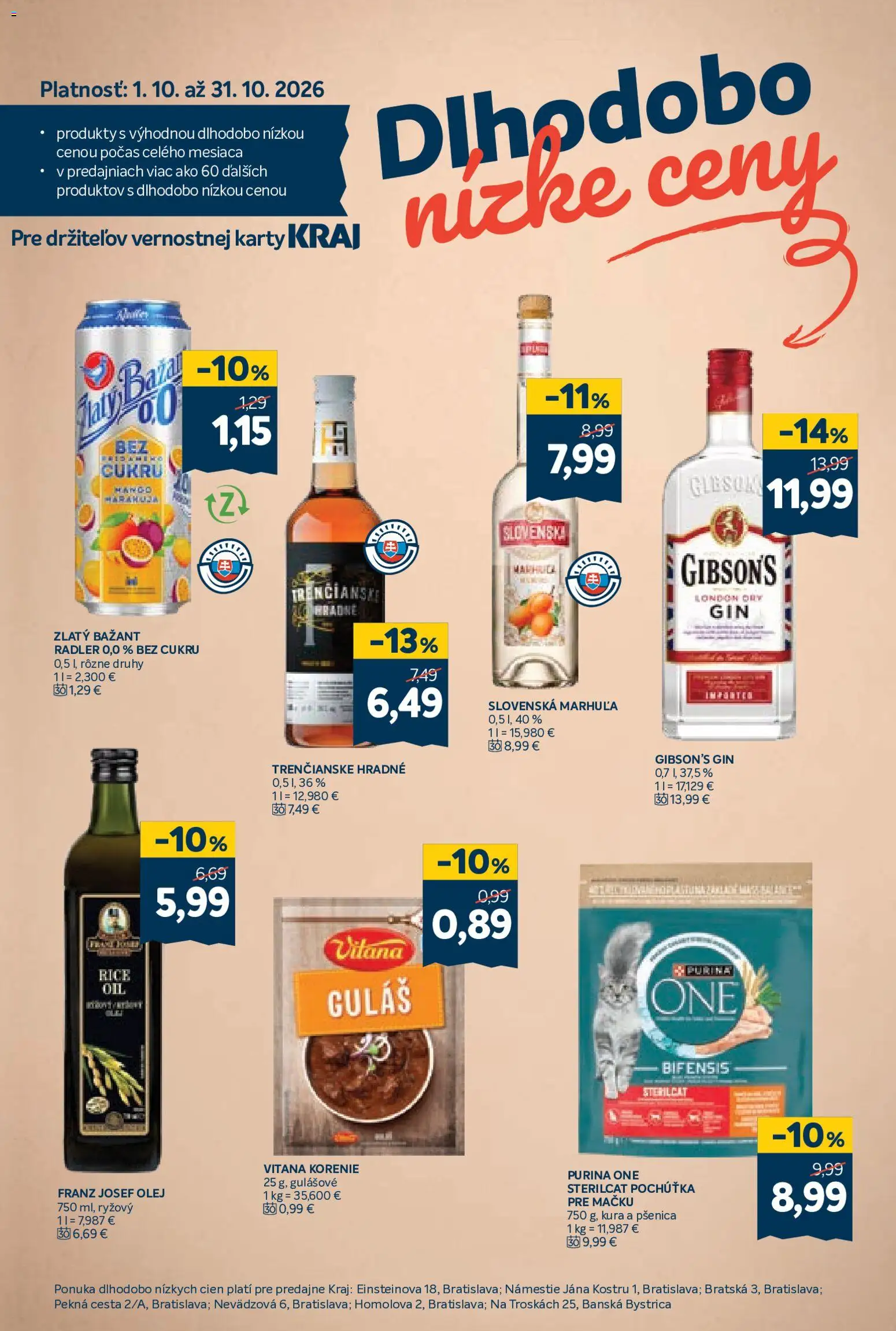 Náhľad Kraj letáku platného od 22.10.2026 - Gin, Olej, Korenie, Radler, Zlatý Bažant