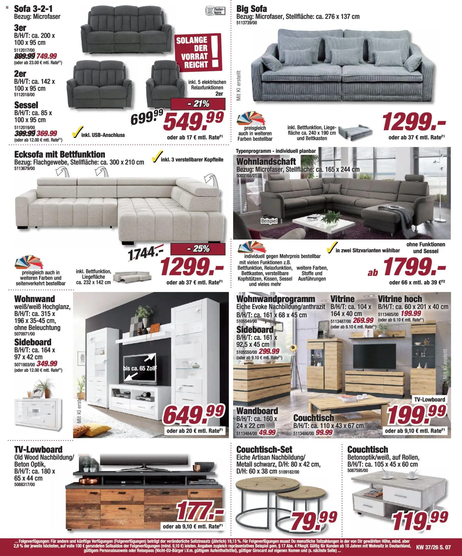 Vorschau von dem Prospekt des Geschäftes Poco, gültig ab dem 06.09.2026 - Couchtisch, Sideboard, Sessel, Ecksofa, Wohnwand, Vitrine, Wohnlandschaft, Wandboard