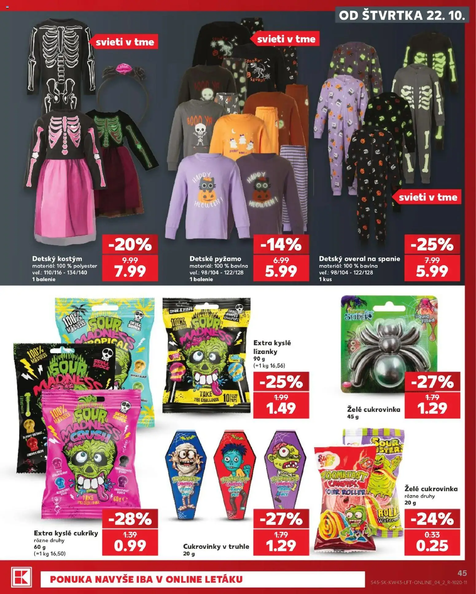 Náhľad Kaufland letáku platného od 22.10.2026 - Overal, Pyžamo, Cukrovinky, Cukríky, Lízanky
