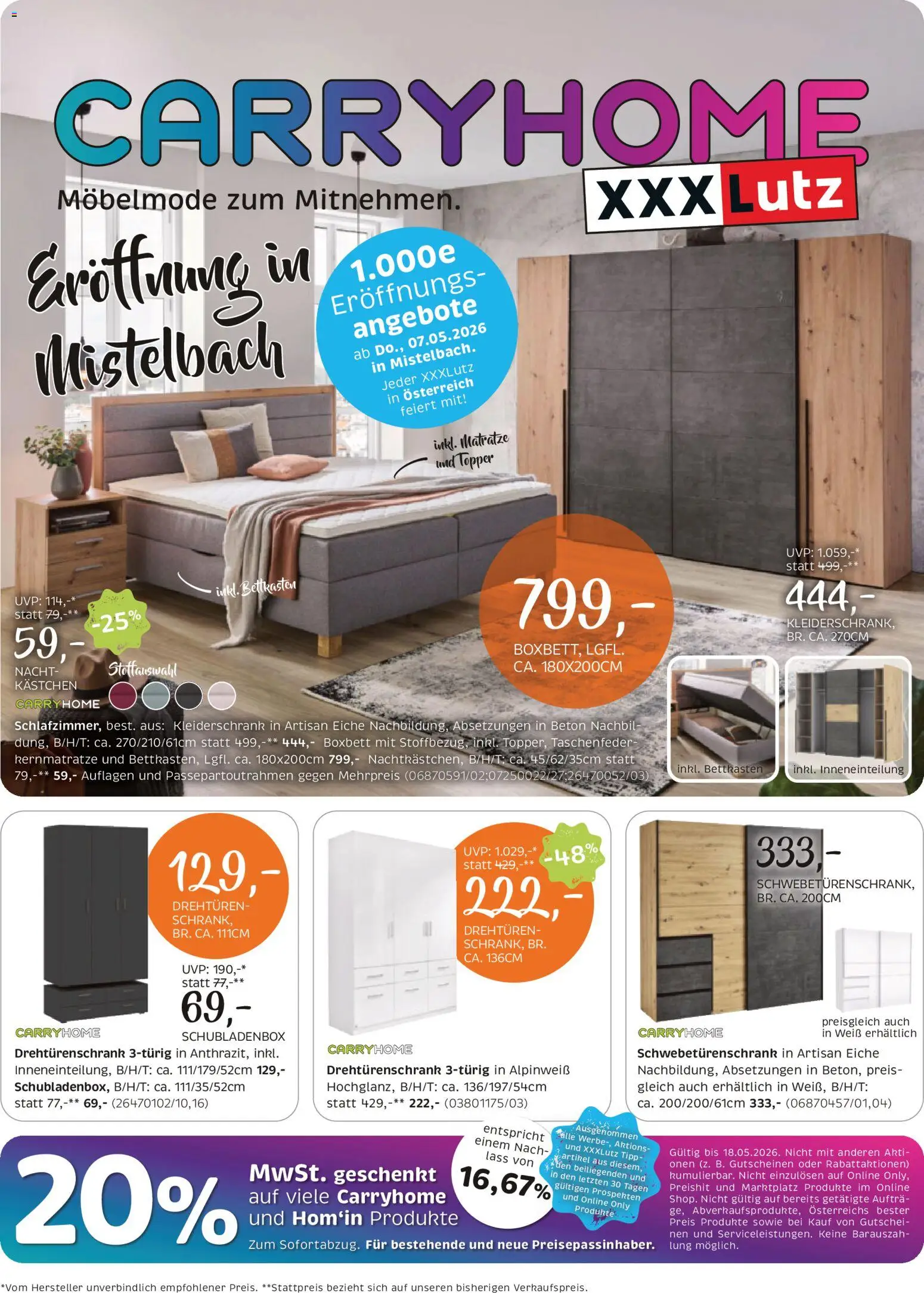 Vorschau der Angebote: XXXLutz XXXLutz Carry Home - Eröffnung in Mistelbach gültig ab 05.05.2026