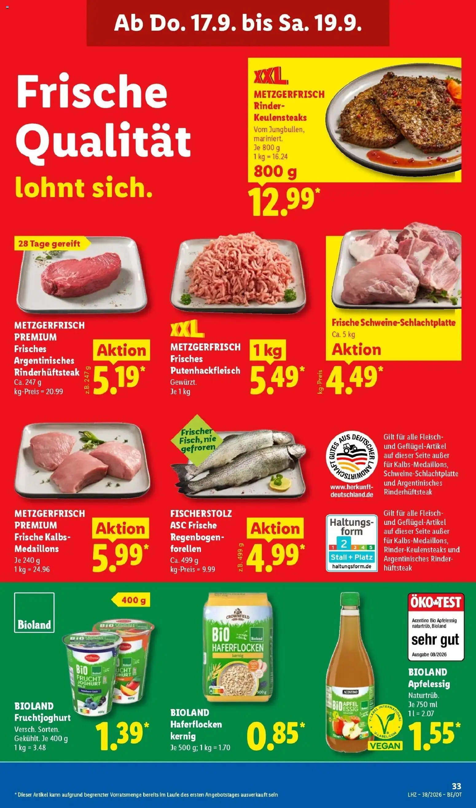 Vorschau von dem Prospekt des Geschäftes Lidl, gültig ab dem 14.09.2026 - Apple, Steak, Joghurt, Fleisch, Fruchtjoghurt