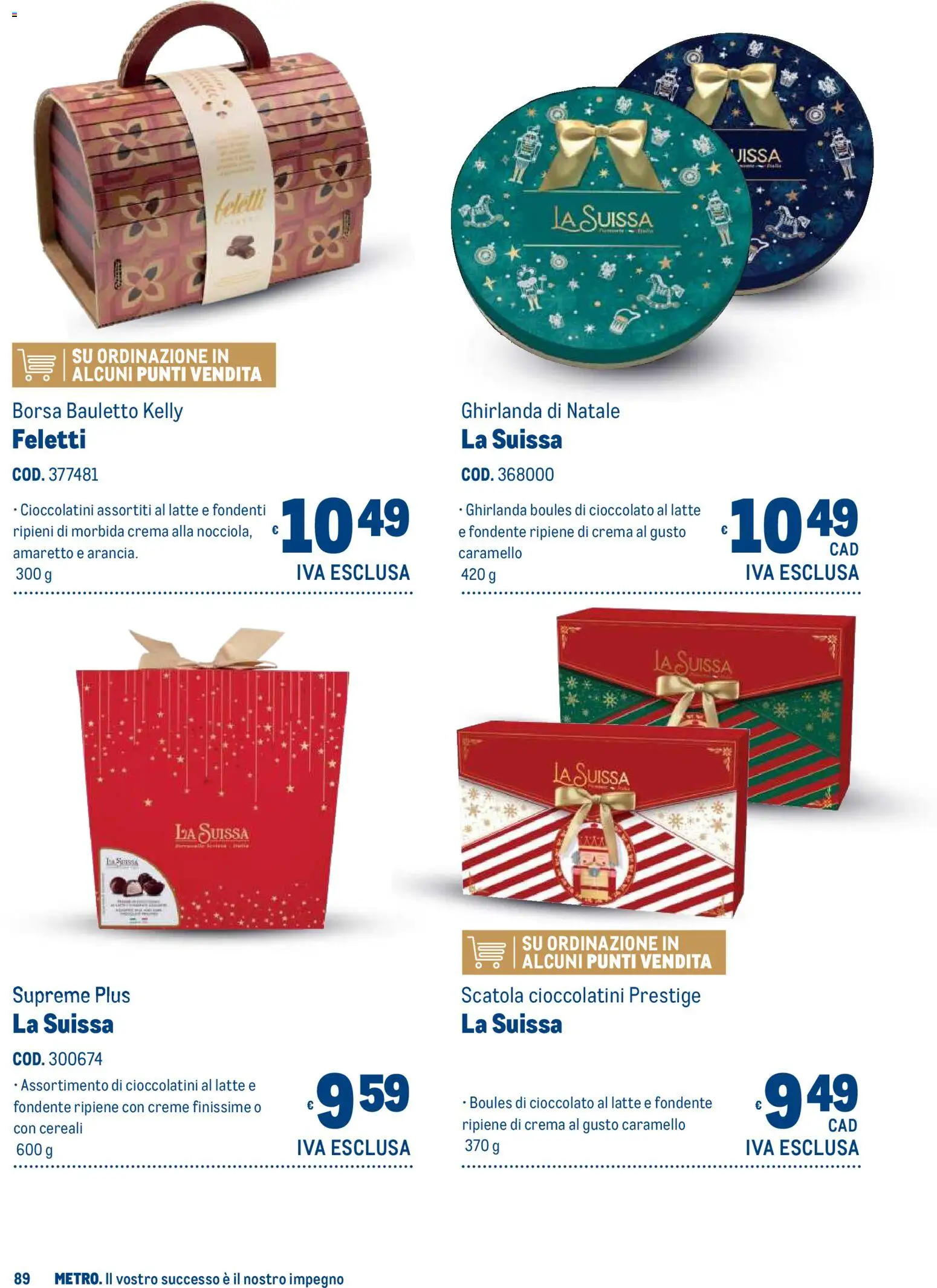 Anteprima dell'opuscolo Metro volantino Regalistica Natale dal negozio Metro valido da 19/10/2026 - Borsa, Crema, Latte, Cioccolato, Cereali, Amaretto, Cioccolatini, Scatola