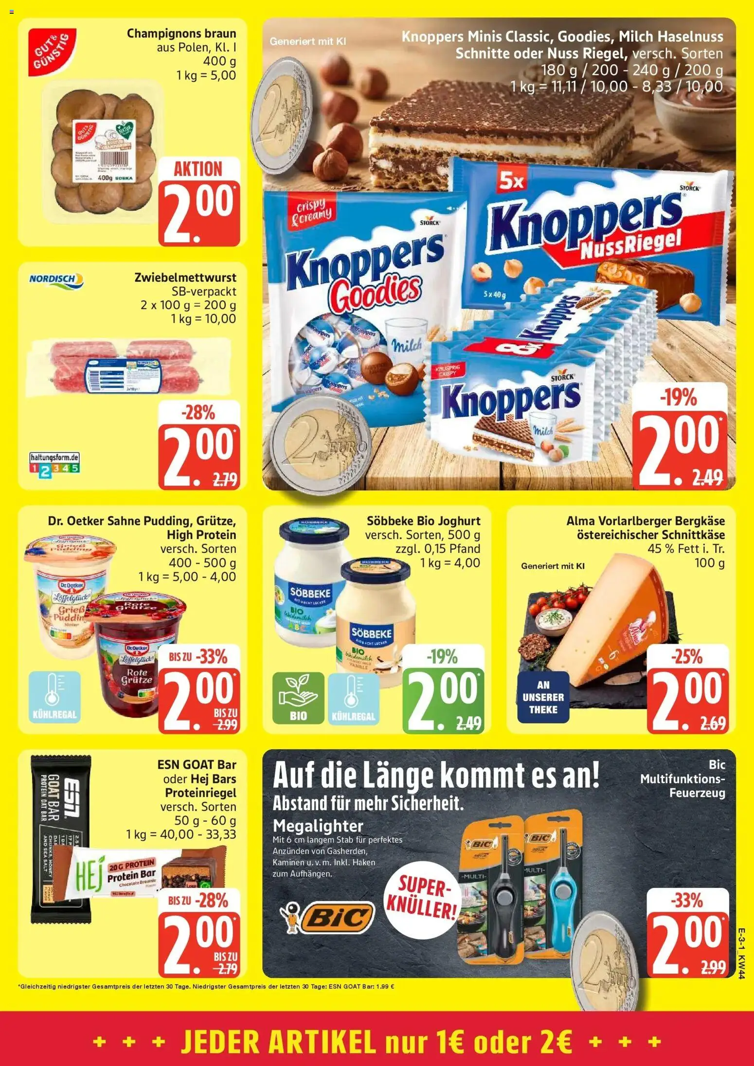 Vorschau von dem Prospekt des Geschäftes Edeka, gültig ab dem 26.10.2026 - Joghurt, Milch, Champignons, Sahne, Pudding, Knoppers, Vanille, Grieß