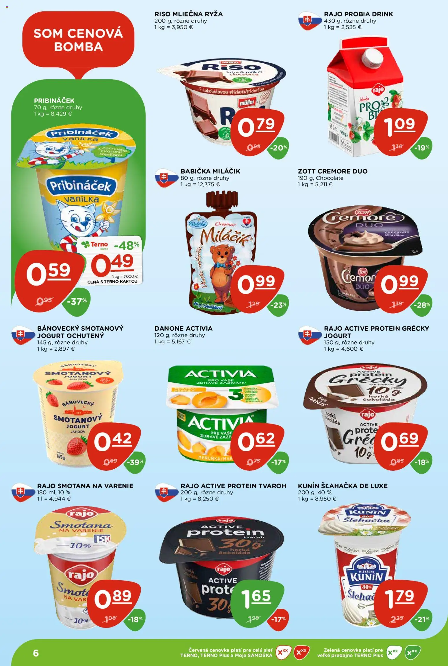 Náhľad Terno letáku platného od 15.10.2026 - Protein, Čokoláda, Tvaroh, Smotana na varenie, Šľahačka, Vanilka, Mliečna ryža, Grécky jogurt