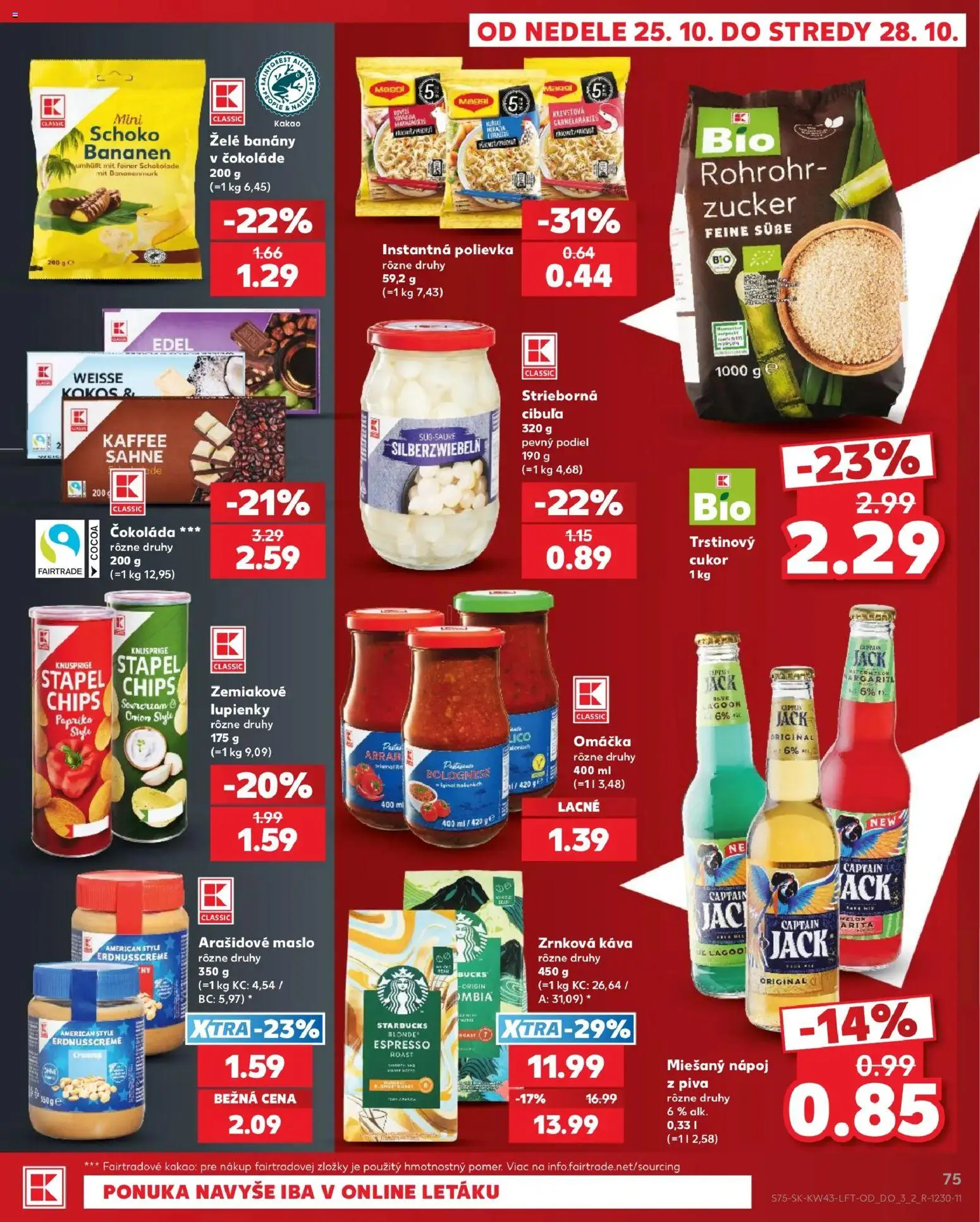 Náhľad Kaufland letáku platného od 22.10.2026 - Paprika, Čokoláda, Kokos, Cibuľa, Kakao, Zrnková káva, Banány v čokoláde, Melón