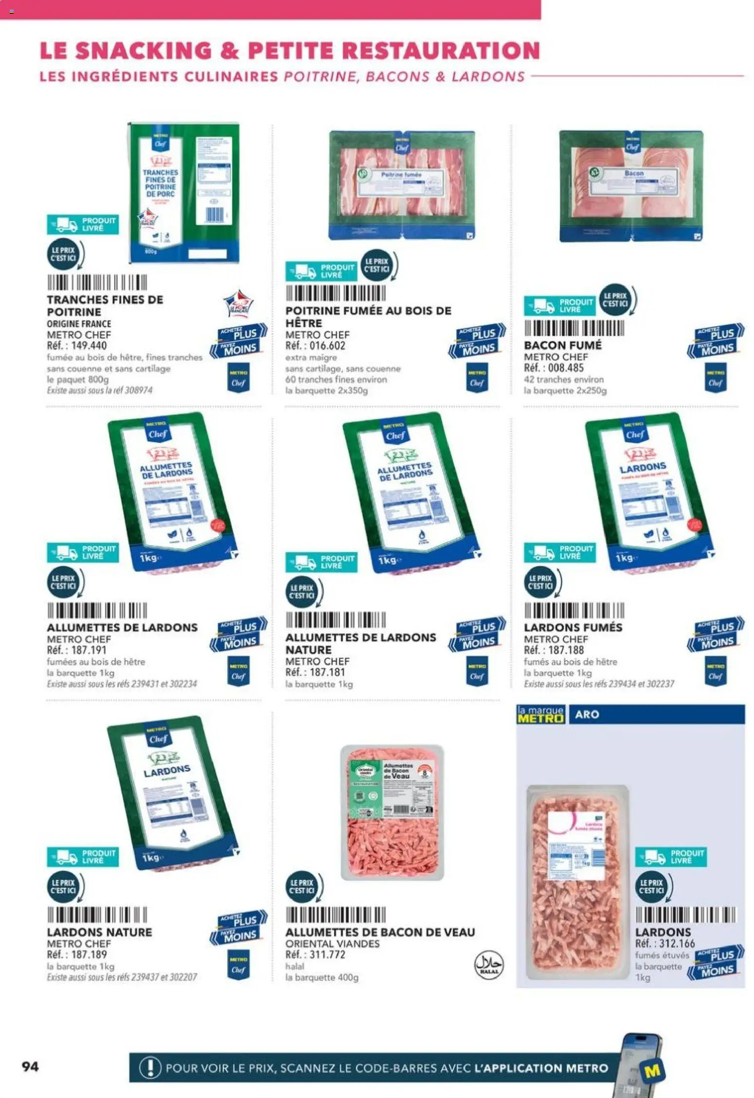 Prévisualisation de Boulangers Pâtissiers du magasin METRO formulaire valide 30/04/2026 - Livre, Lardons, Bacon, Porc, Poitrine de porc, Ingrédients, Bacon fume, Allumettes