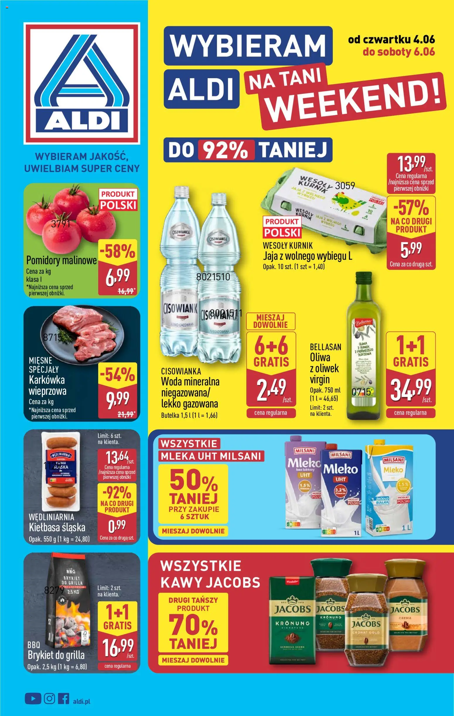 Náhled nabídky: Aldi Polsko Aldi Polsko leták - Artykuły przemysłowe i tekstylia platný od 04.06.2026 - Mléko, Jacobs, Crema