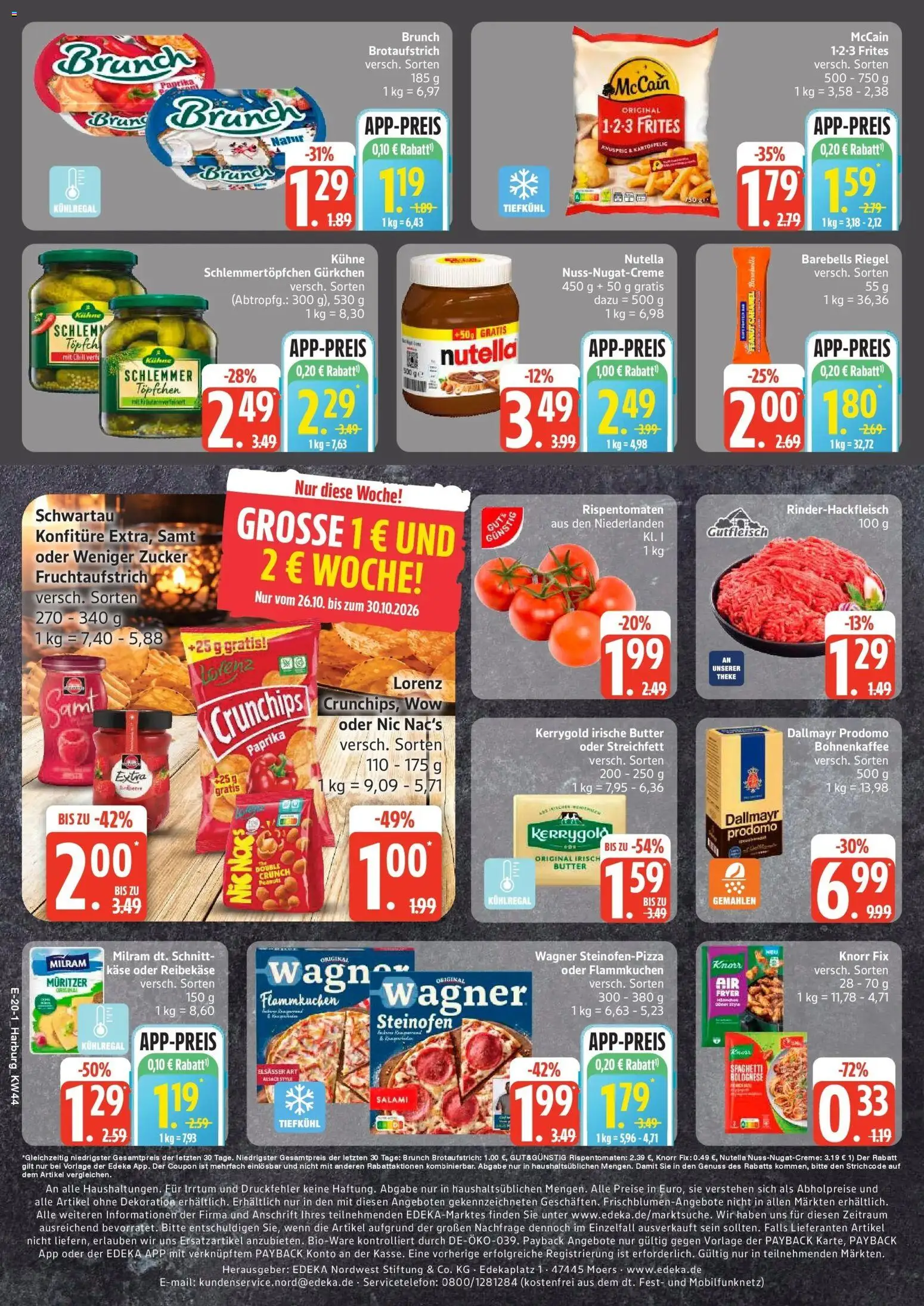 Vorschau von dem Prospekt des Geschäftes Edeka, gültig ab dem 26.10.2026 - Butter, Dallmayr, Paprika, Zucker, Chili, Theke, Knorr, Milram