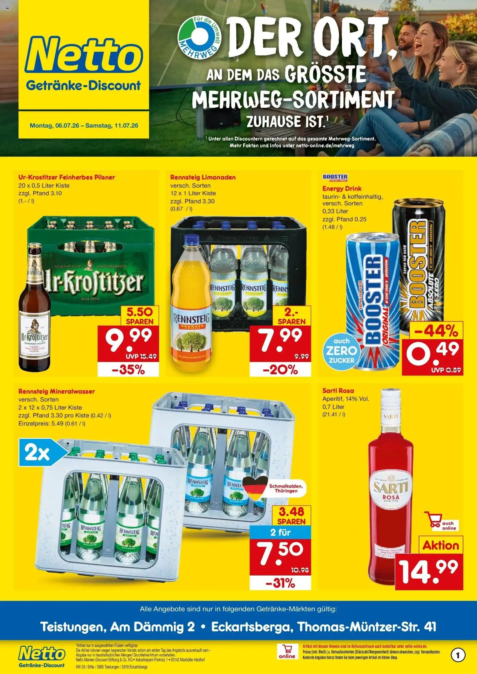 Vorschau von dem Prospekt des Geschäftes Netto Marken-Discount, gültig ab dem 05.07.2026 - Mineralwasser, Zucker, Energy, Orangen