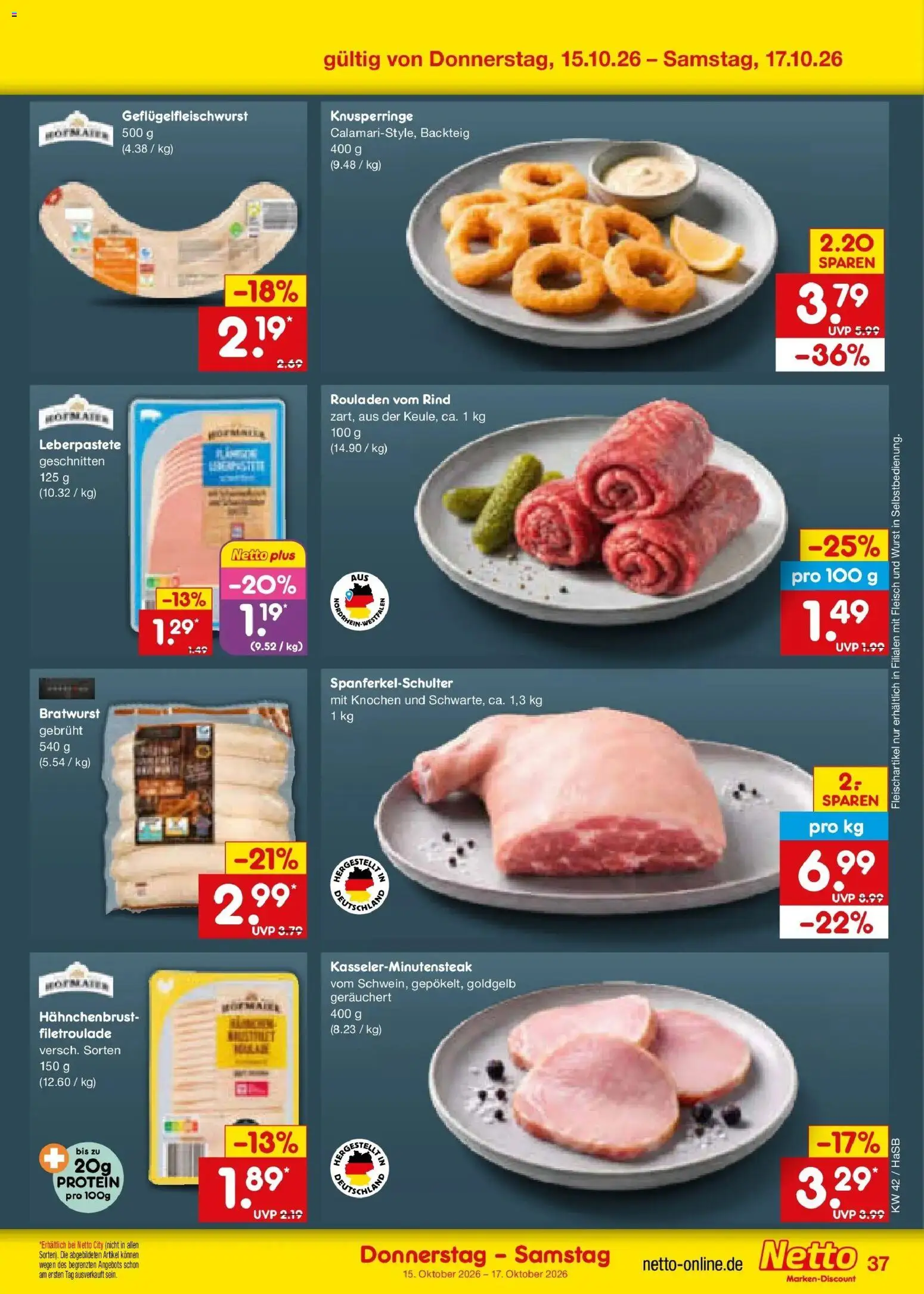 Vorschau von dem Prospekt des Geschäftes Netto Marken-Discount, gültig ab dem 12.10.2026 - Wurst, Bratwurst, Fleisch, Hahnchenbrust