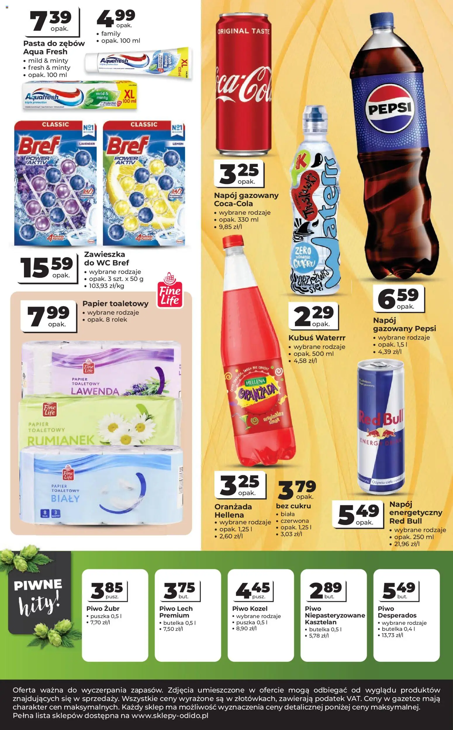 Pogląd gazetki "Odido gazetka" ze sklepu Odido ważnej od 14.10.2026 - Lech, Pasta, Pepsi, Papier toaletowy, Pasta do zębów, Kubuś, Piwo żubr, Piwo kozel