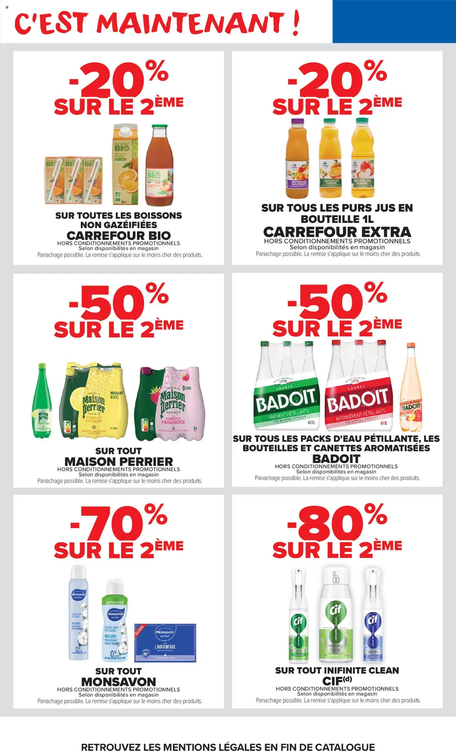 Prévisualisation de Carrefour Market catalogue du magasin Carrefour Market formulaire valide 27/10/2026 - Orange, Citron, Coton, Jus, Badoit, Eau minérale naturelle, Jus multifruits, Monsavon