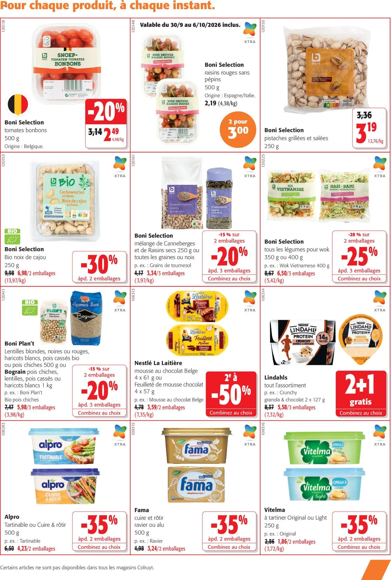 Prévisualisation de Colruyt Toutes les offres du magasin Colruyt formulaire valide 23/09/2026 - Mousse au chocolat, Protéine, Pois chiches, Granola, Mousse, Pois, Haricots, Alpro