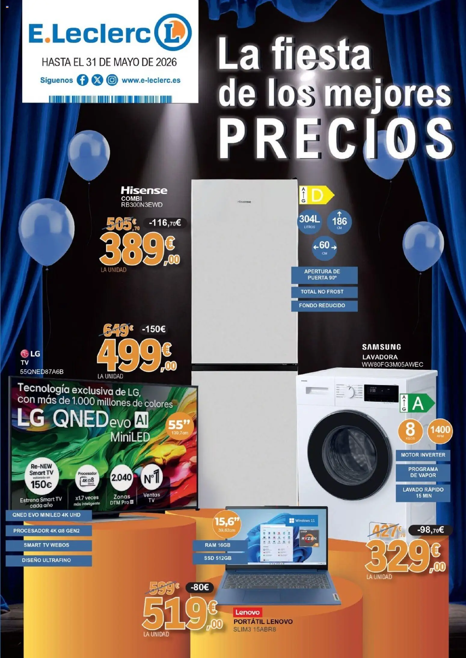 Vista previa del folleto de la tienda E.Leclerc válido desde el 01/05/2026 - Lavadora, Portátil, Portátil Lenovo, Combi