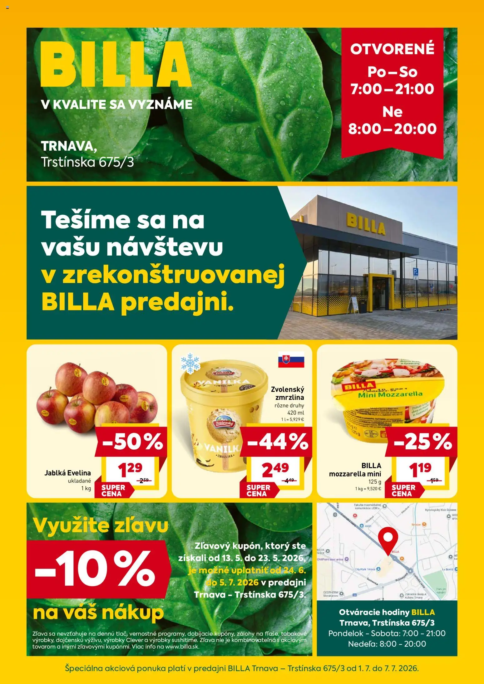 Náhľad Billa letáku platného od 01.07.2026 - Zmrzlina, Hodiny, Mozzarella, Jablká