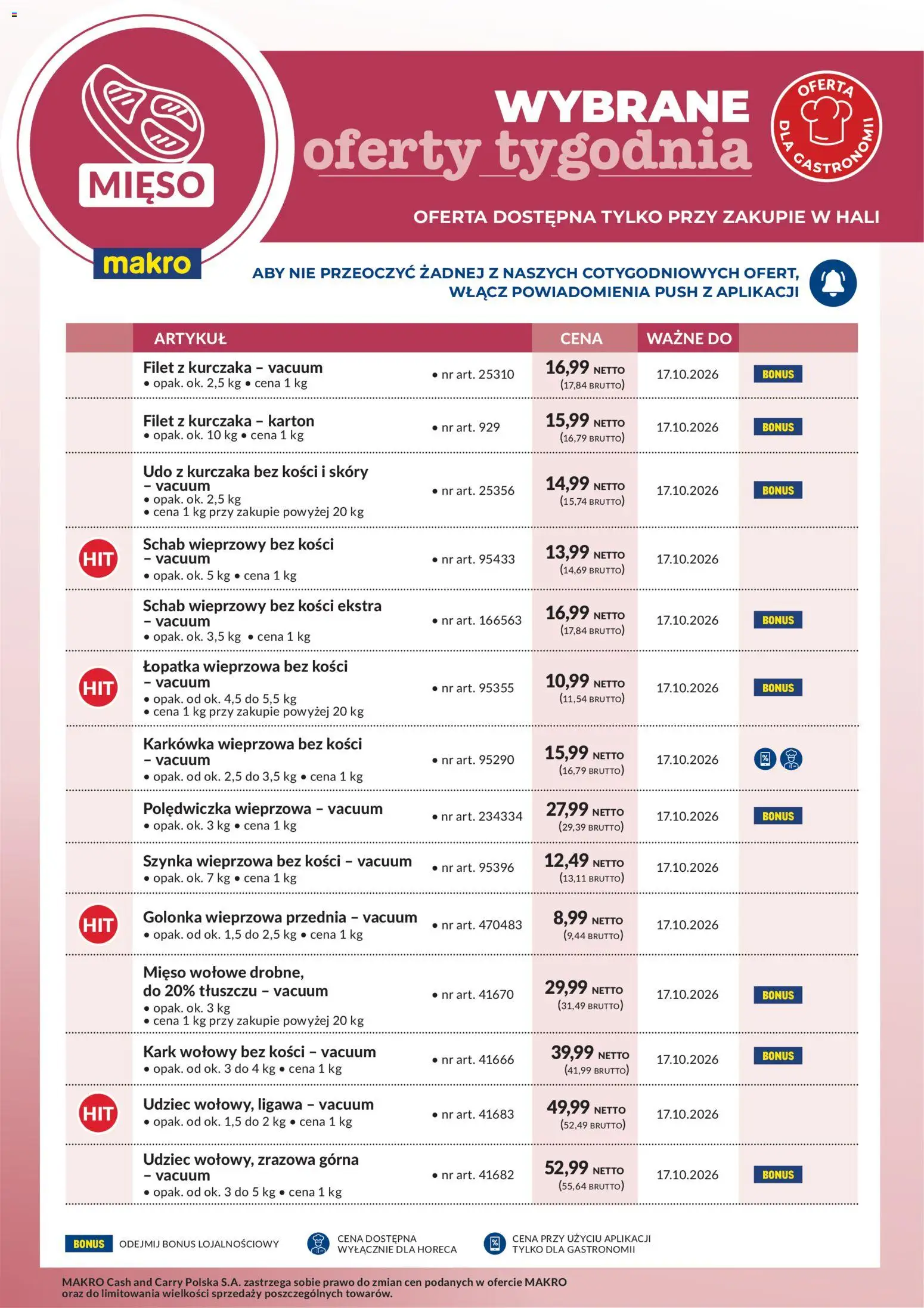 Pogląd gazetki "Makro gazetka - wybrane oferty tygodnia" ze sklepu Makro ważnej od 10.10.2026 - Mięso, Karkówka, Filet z kurczaka, Szynka, Łopatka wieprzowa, Schab wieprzowy, Golonka wieprzowa, Schab wieprzowy bez kości
