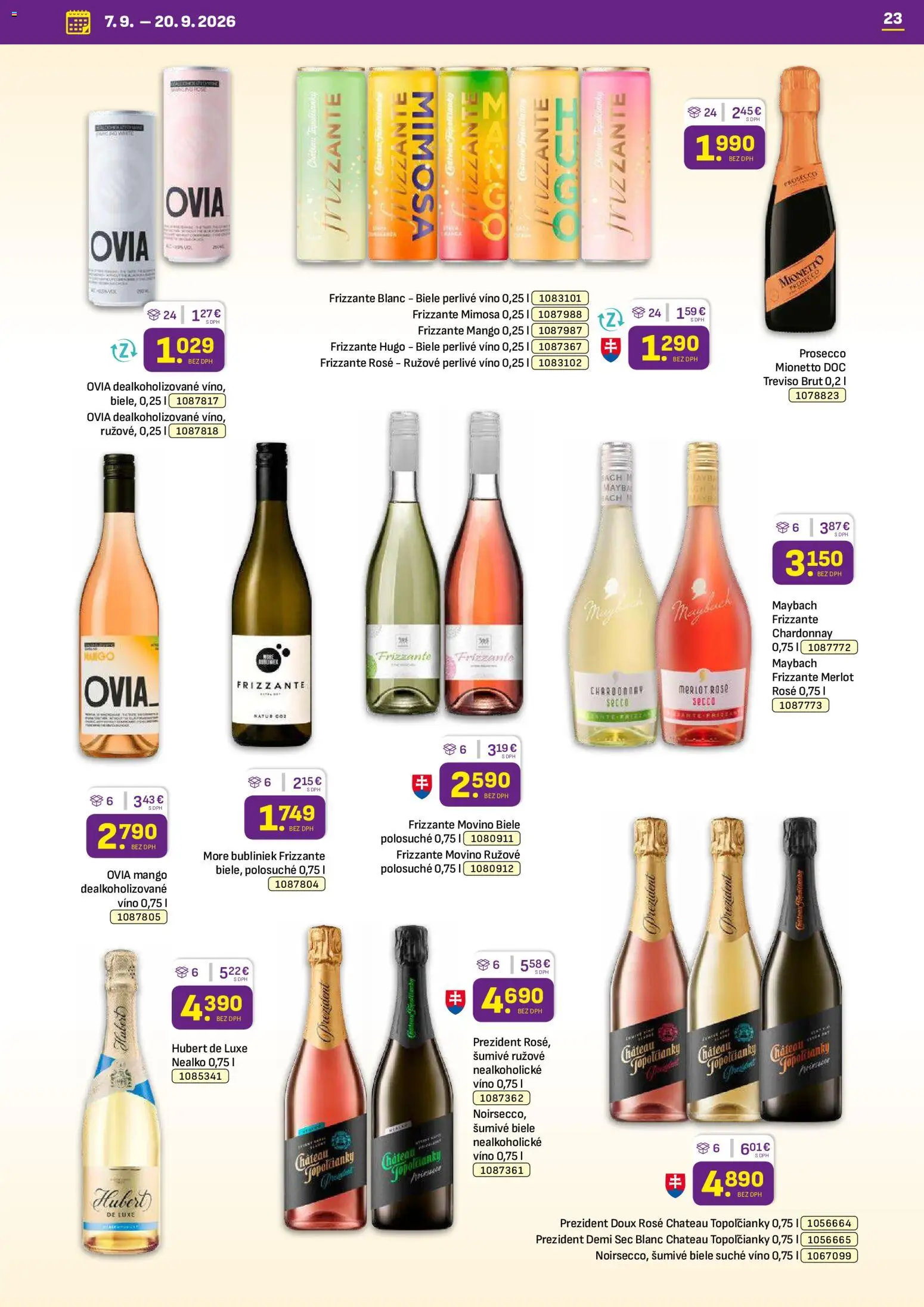 Náhľad Libex letáku platného od 07.09.2026 - Mango, Víno, Prosecco, Hubert de Luxe, Perlivé víno