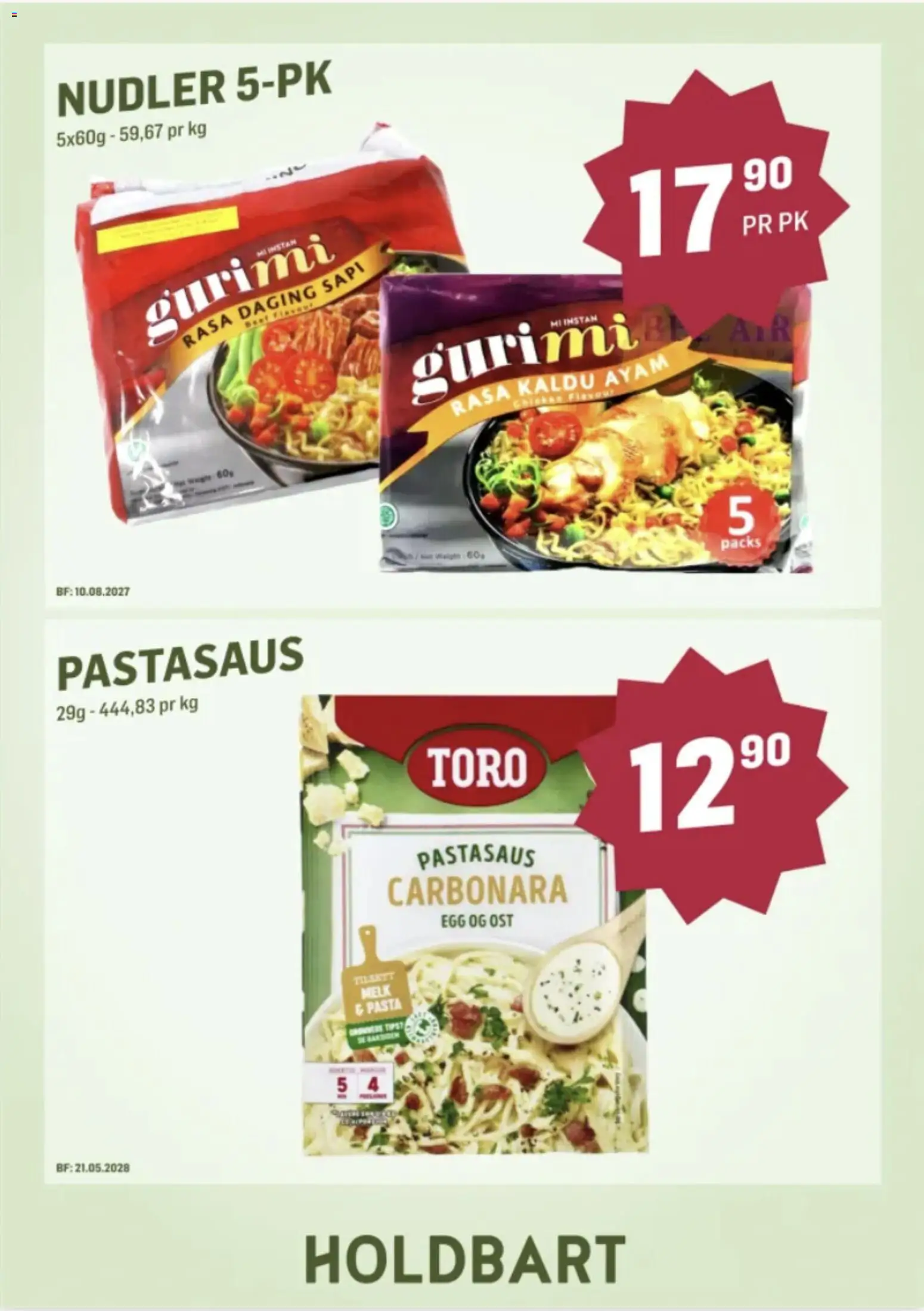 Forhåndsvis Holdbart kundeavis fra butikk Holdbart gyldig fra 07/10/2026 - Melk, Ost, Egg, Nudler, Pasta, Pastasaus