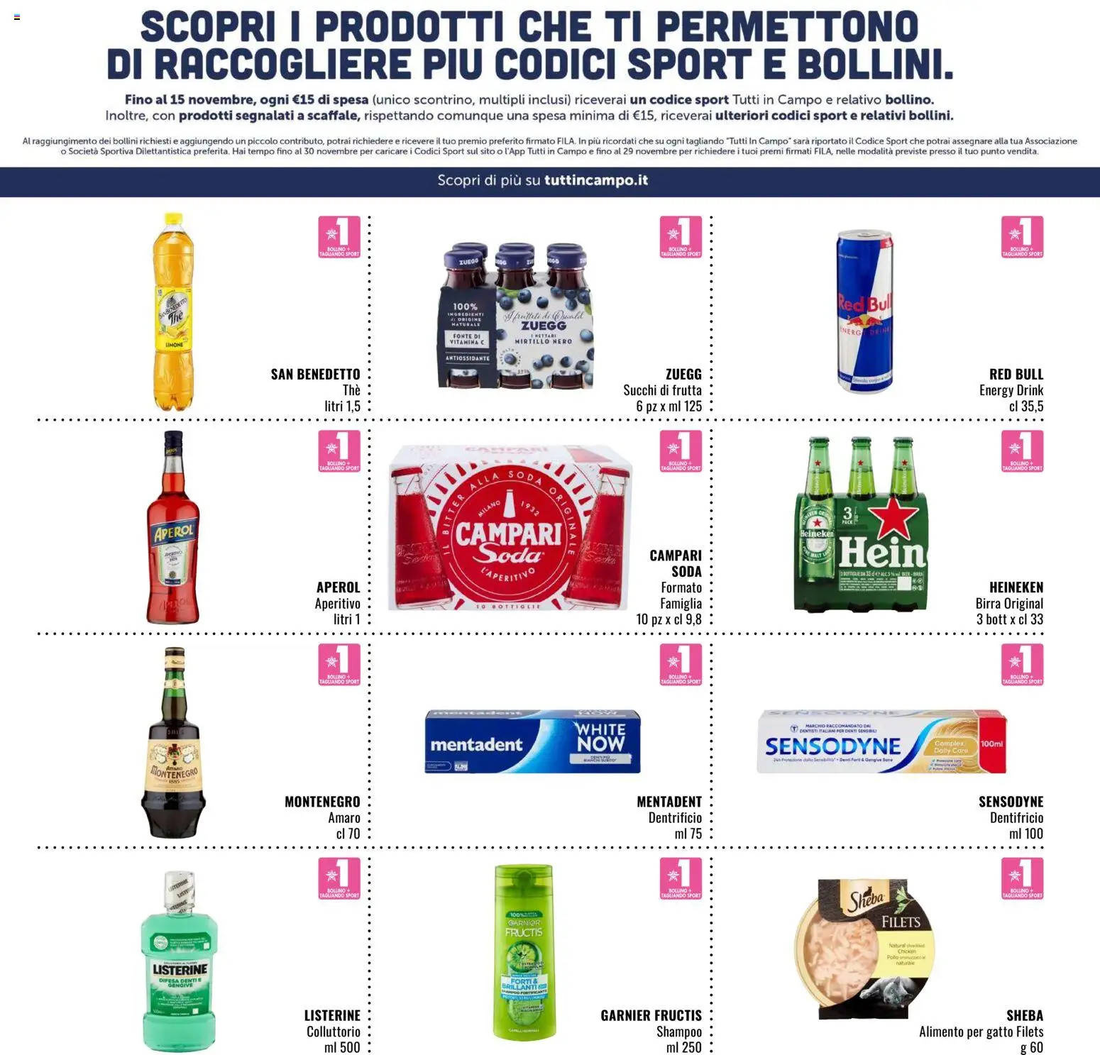 Anteprima dell'opuscolo Famila volantino Market dal negozio Famila valido da 29/10/2026 - Red Bull, Limone, Aperol, Frutta, Shampoo, Amaro, Ingredienti, Listerine