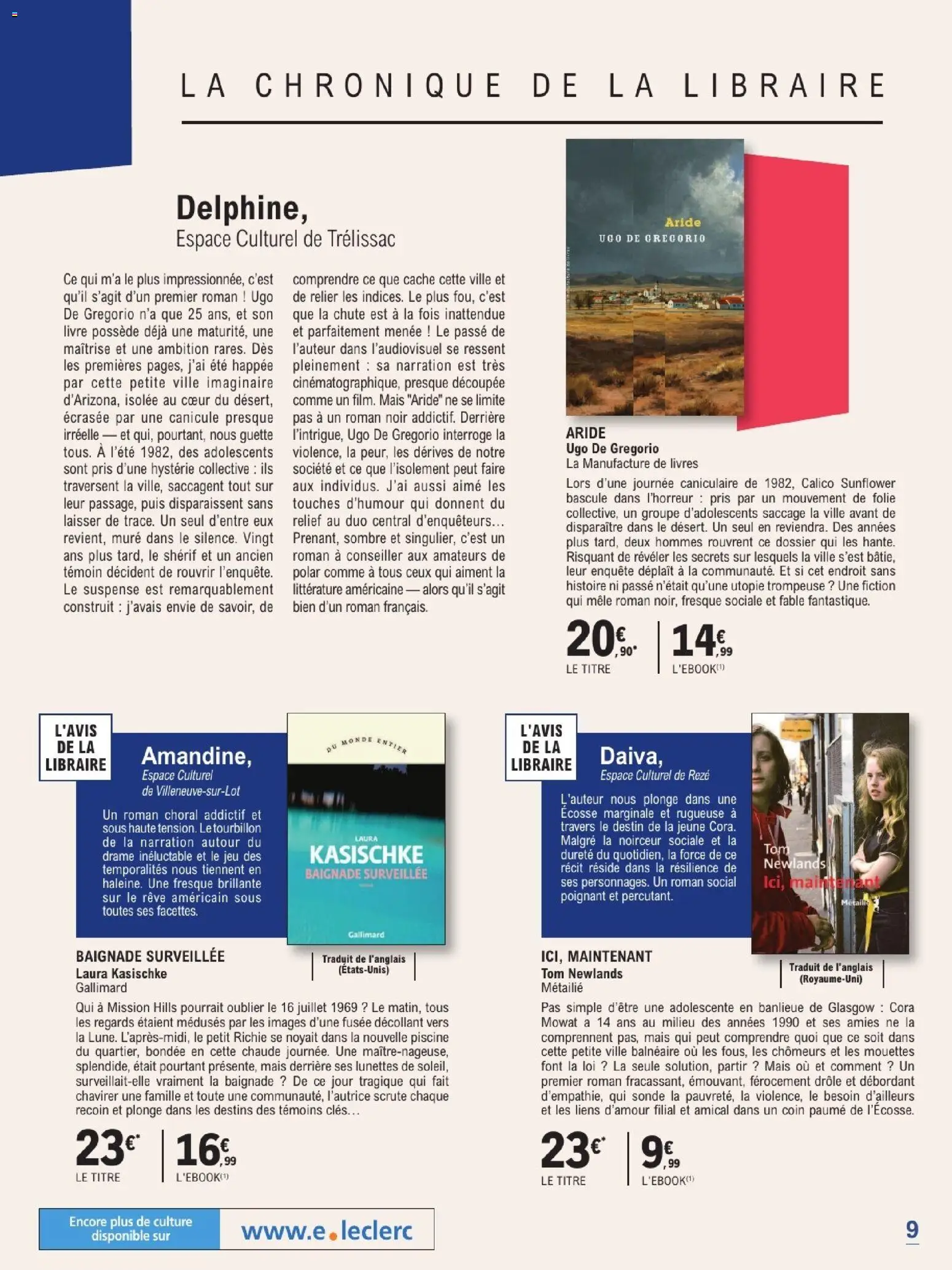 Prévisualisation de E.Leclerc Guide rentree litteraire du magasin E.Leclerc formulaire valide 01/09/2026 - Piscine, Lunettes de soleil, Livre, Lunettes, Mais, Livres