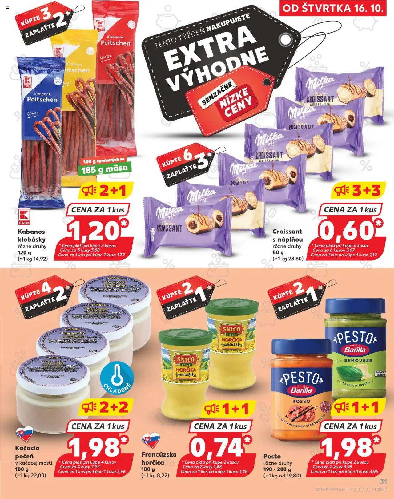 Náhľad Kaufland letáku platného od 16.10.2025 - Pečeň, Croissant, Milka, Pesto