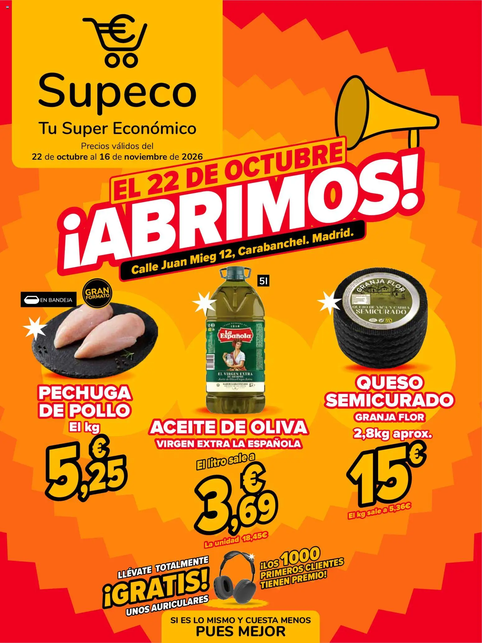 Vista previa del folleto de la tienda Supeco válido desde el 22/10/2026 - Aceite de oliva, Queso, Aceite, Auriculares, Bandeja, Pollo