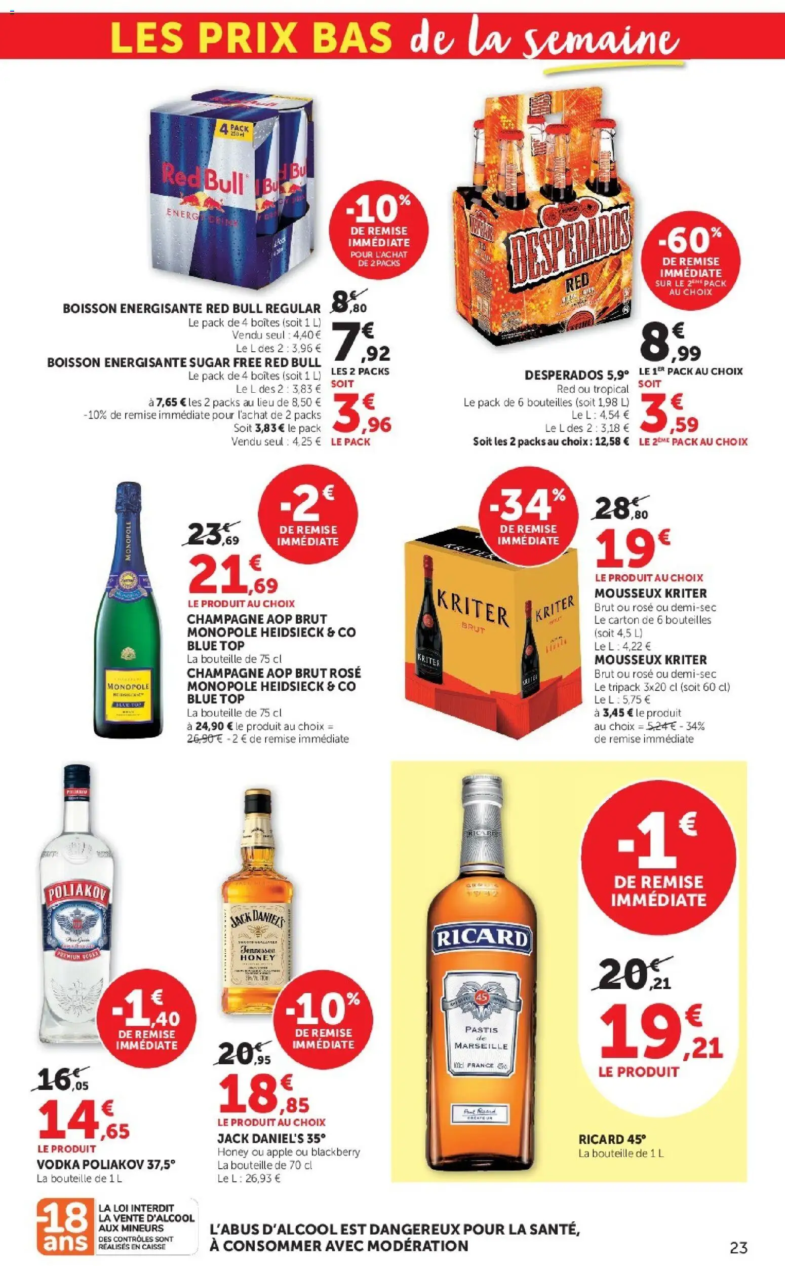 Prévisualisation de Hyper U catalogue du magasin Hyper U formulaire valide 08/09/2026 - Champagne, Red bull, Vodka, Ricard, Desperados, Pastis, Vodka Poliakov, Mousseux