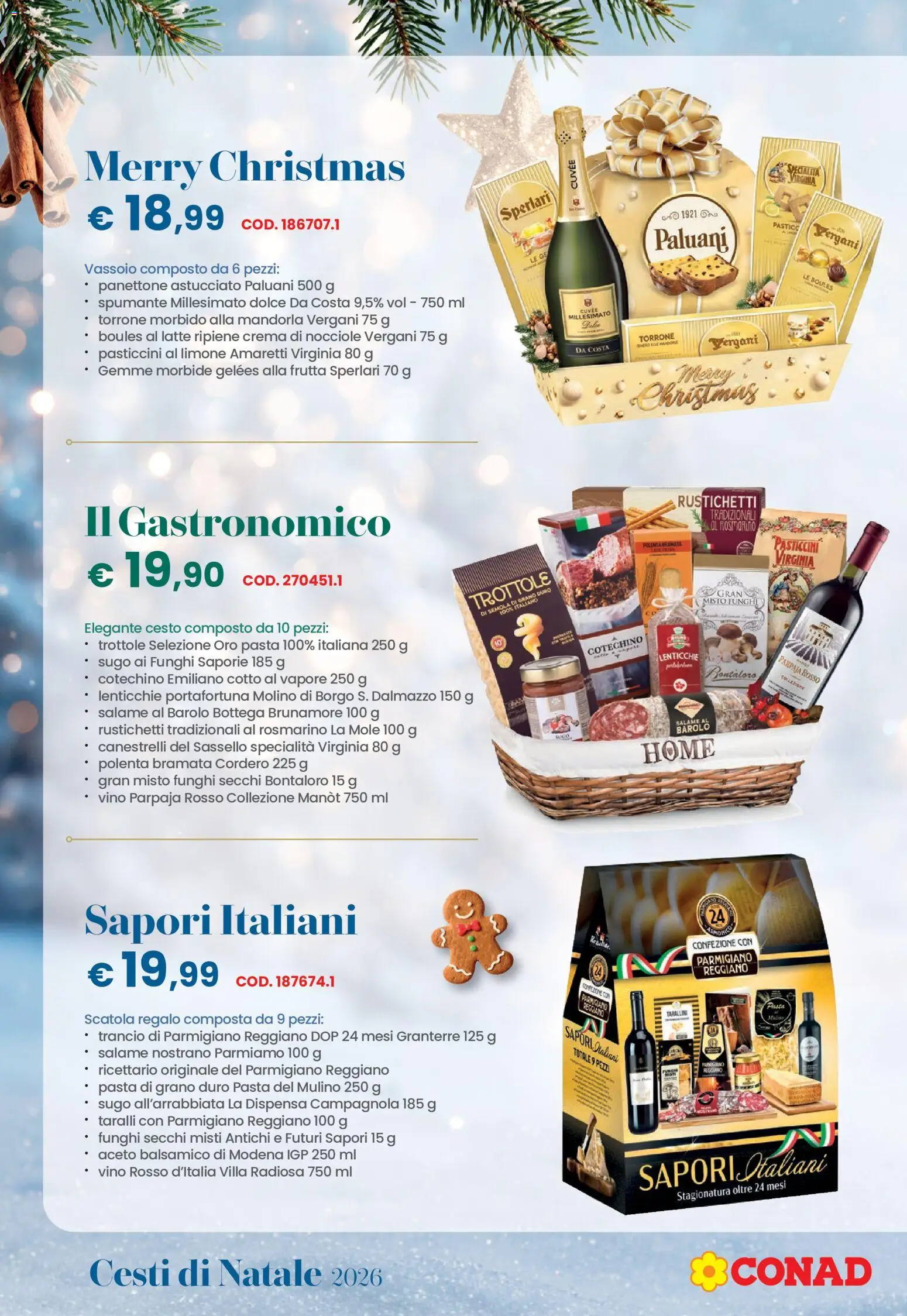 Anteprima dell'opuscolo Conad volantino Natale Lombardia dal negozio Conad valido da 26/10/2026 - Pasta, Crema, Latte, Parmigiano reggiano, Taralli, Sugo, Parmigiano, Vassoio