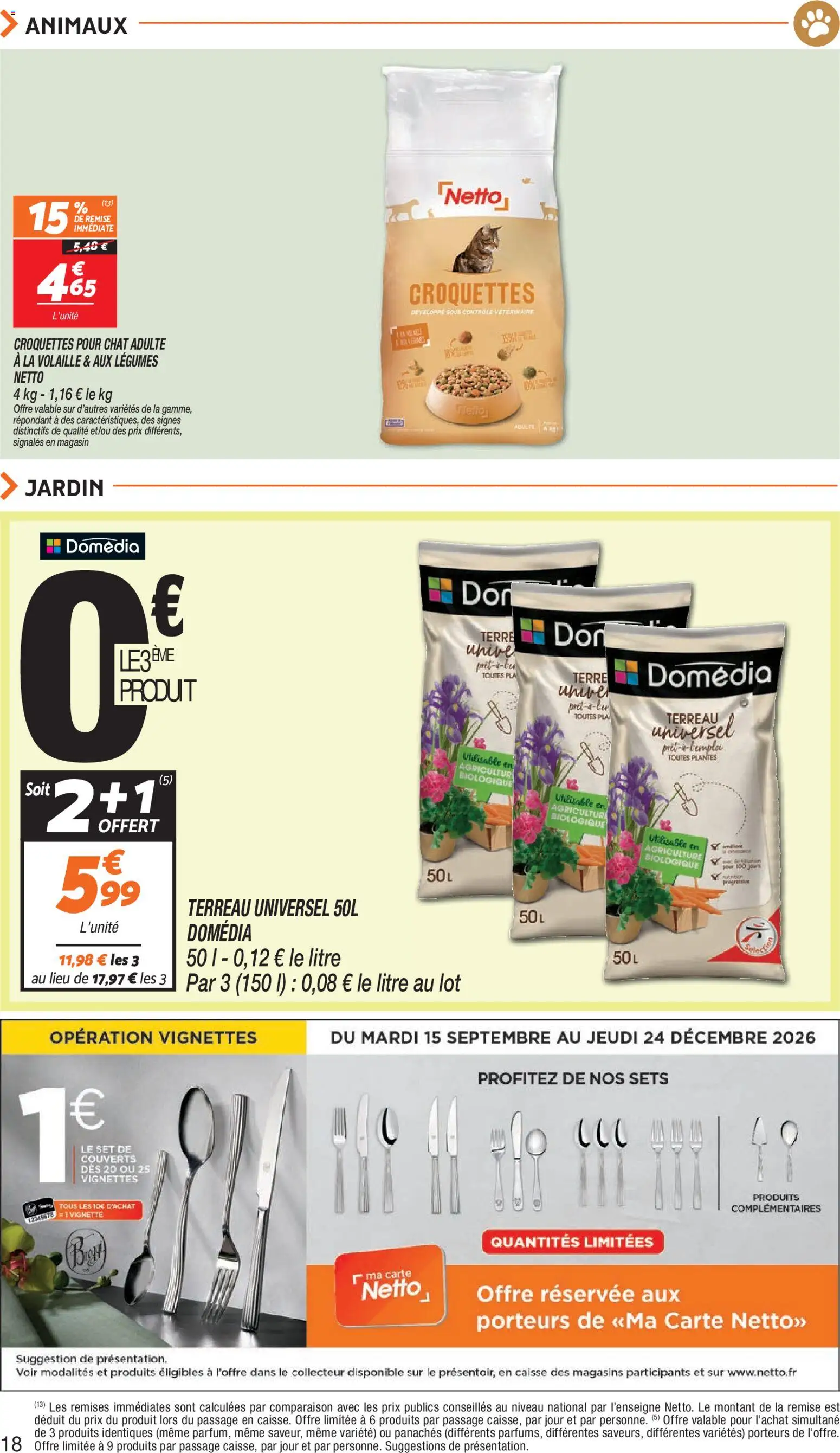 Prévisualisation de Netto 80% sur tous sun du magasin Netto formulaire valide 15/09/2026 - Plantes, Croquettes pour chat, Croquettes, Volaille, Terreau, Terreau Universel, Couverts, Terreau universel 50l