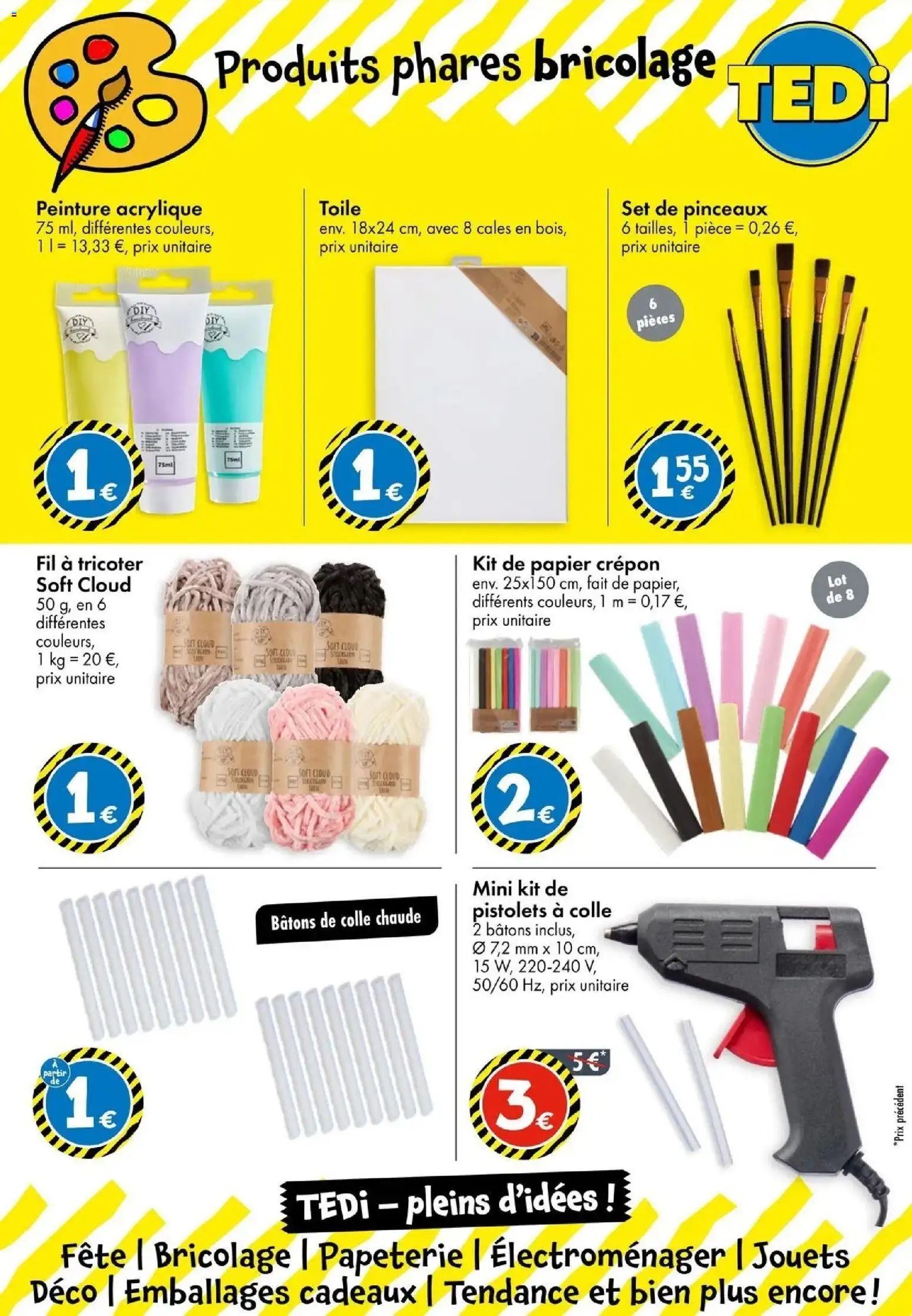Prévisualisation de TEDi catalogue Pusey du magasin TEDi formulaire valide 21/10/2026 - Bricolage, Peinture, Jouets, Peinture acrylique, Colle, Pinceaux